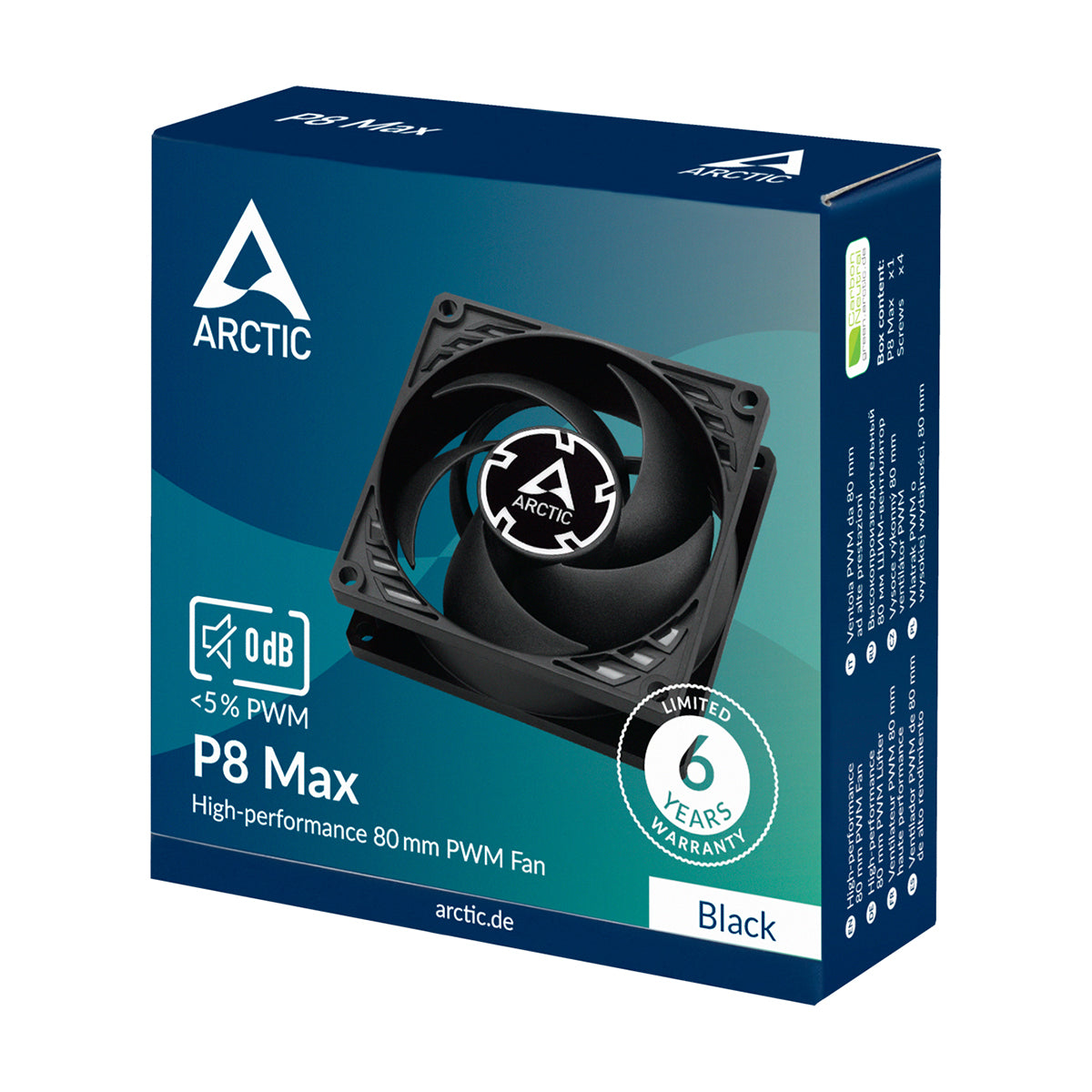Arctic P8 Max PWM 80mm High Speed Cooling Fan - Black | PC Case Fan for Gaming, CPU Cooler & Computer Cooling System | Perfect for Gaming PCs, Workstations & Home Office Setups