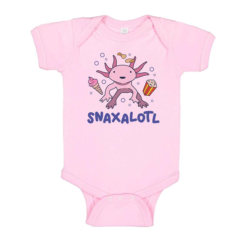 TATY Kids Snaxalotl (Snacks A Lot'l) Baby Infant Bodysuit - Cute Cartoon Axolotl Onesie for Newborns & Toddlers - Perfect for Playtime, Photo Shoots & Everyday Wear