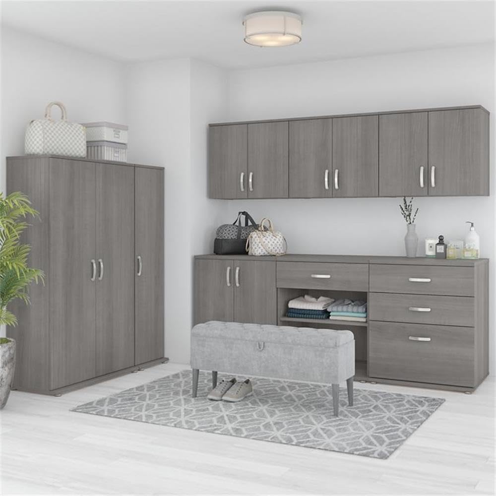Bush Business Furniture Universal Closet Organizer with Drawers - Platinum Gray Storage System for Home & Office Organization | Perfect for Bedrooms, Walk-in Closets & Office Storage