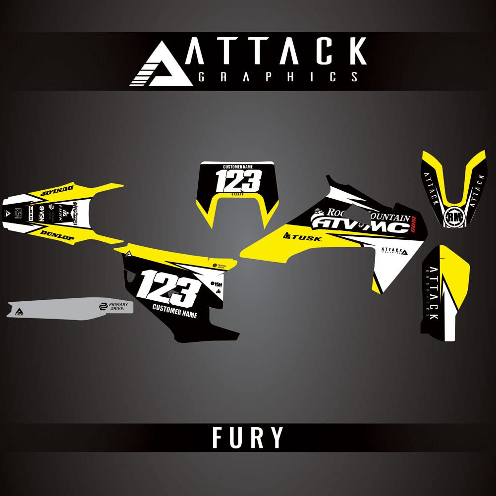 Attack Graphics Custom Fury Complete Bike Graphics Kit for Husqvarna FE 350 2020 - High-Quality Dirt Bike Decals & Stickers for Off-Road Racing & Trail Riding