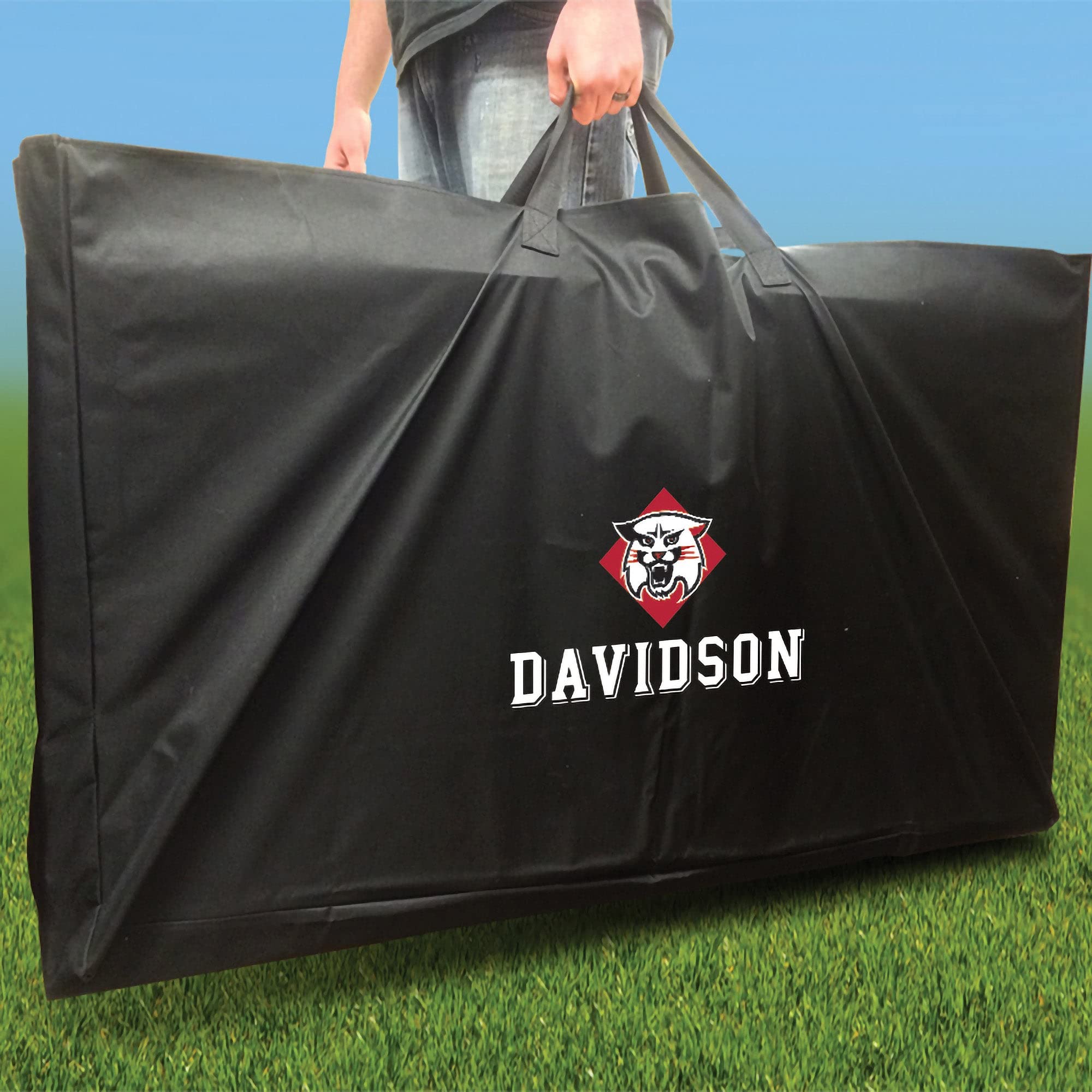 Custom Davidson Stained Pyramid Cornhole Board Set with Team Logo - Regulation Size Outdoor Cornhole Game for Backyard, Tailgating & Parties
