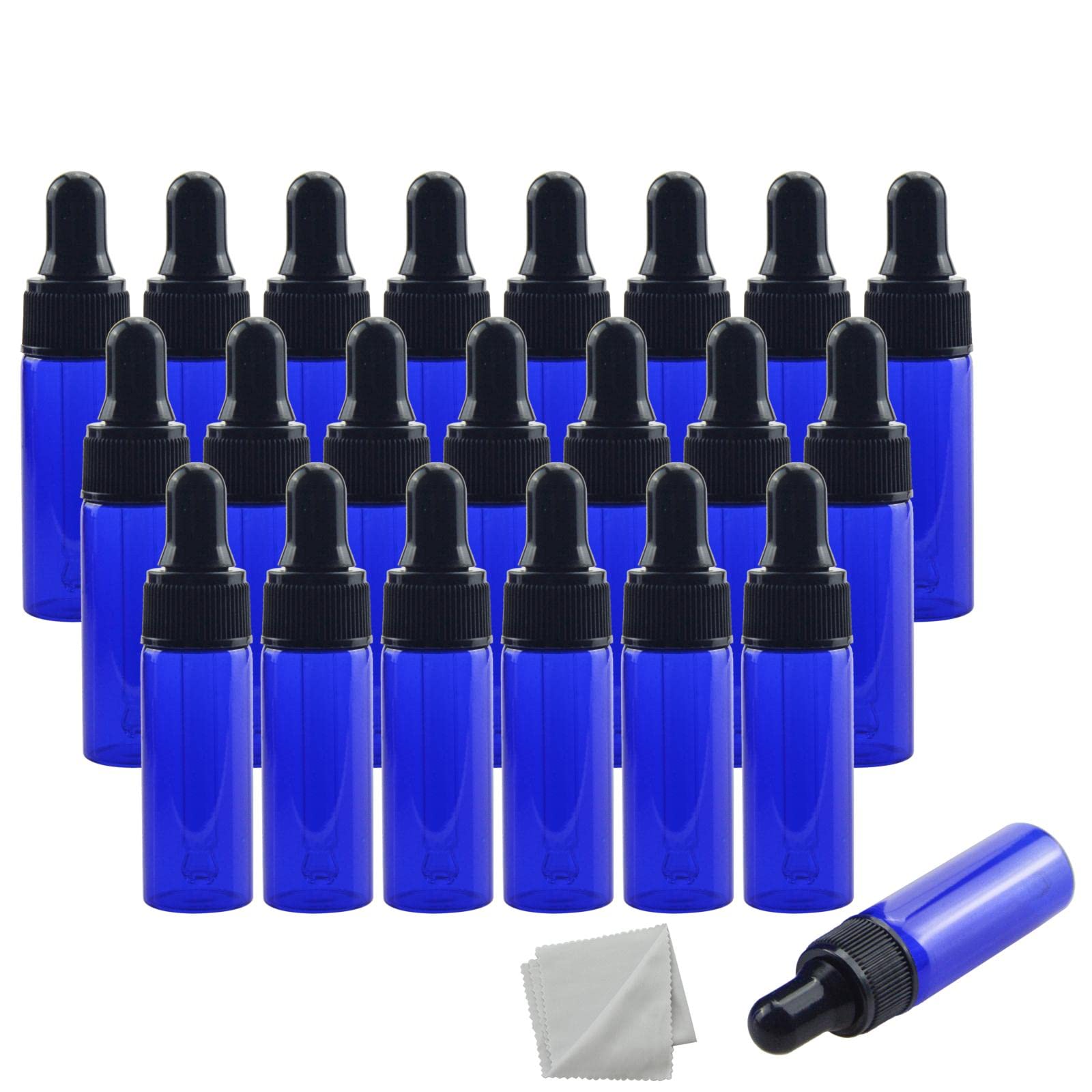 22 PCS 5ml Blue Glass Dropper Bottles for Essential Oils, Perfume, Lotion & DIY Samples - Small Empty Vials with Glass Eye Droppers - Perfect for Aromatherapy, Travel & Gift Packaging