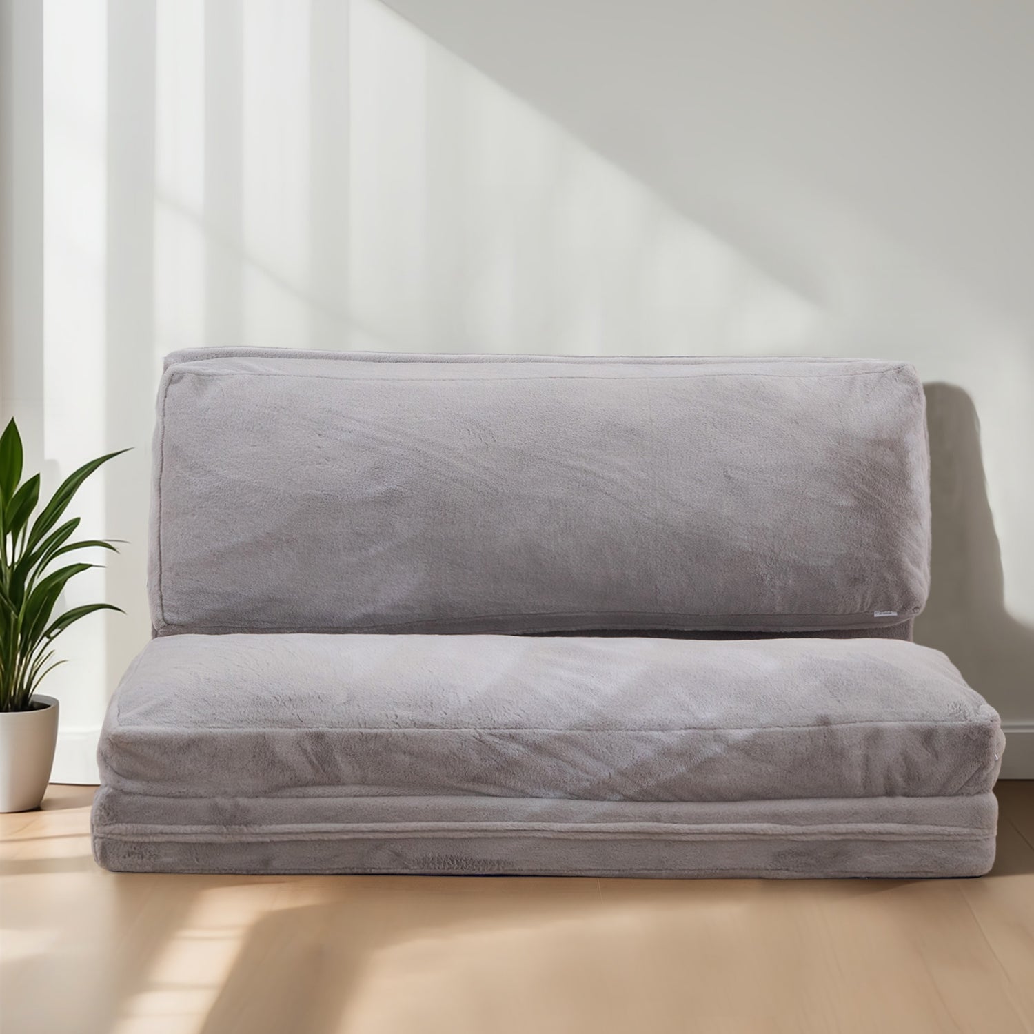 MAXYOYO Bean Bag Folding Sofa Bed - Extra Thick Floor Mattress with Washable Faux Fur Cover | Perfect for Living Room, Bedroom, Dorm & Game Room Lounging