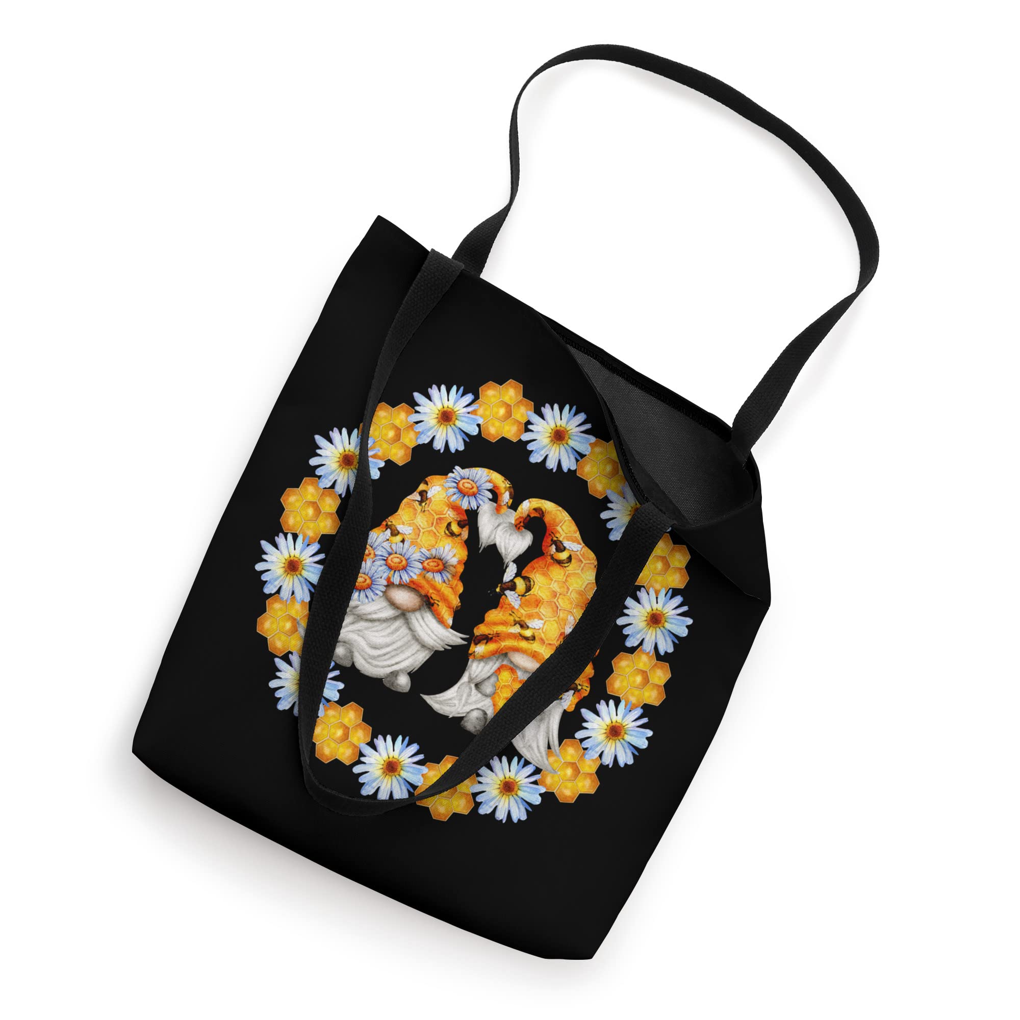 Cute Daisy Flower Gnomes Tote Bag - Heart & Love Design for Honey Bee Lovers | Perfect for Grocery Shopping, Farmers Market & Eco-Friendly Outings