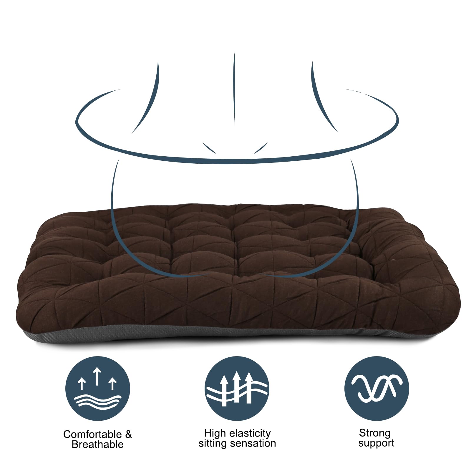 Premium Office Chair Cushion with Lumbar Support - Luxury Jacquard Seat Cushion with Anti-Slip Silicone Base - Ergonomic Comfort for Desk, Gaming & Kitchen Chairs (Brown) - Perfect for Home Office, Work & Long Sitting Sessions
