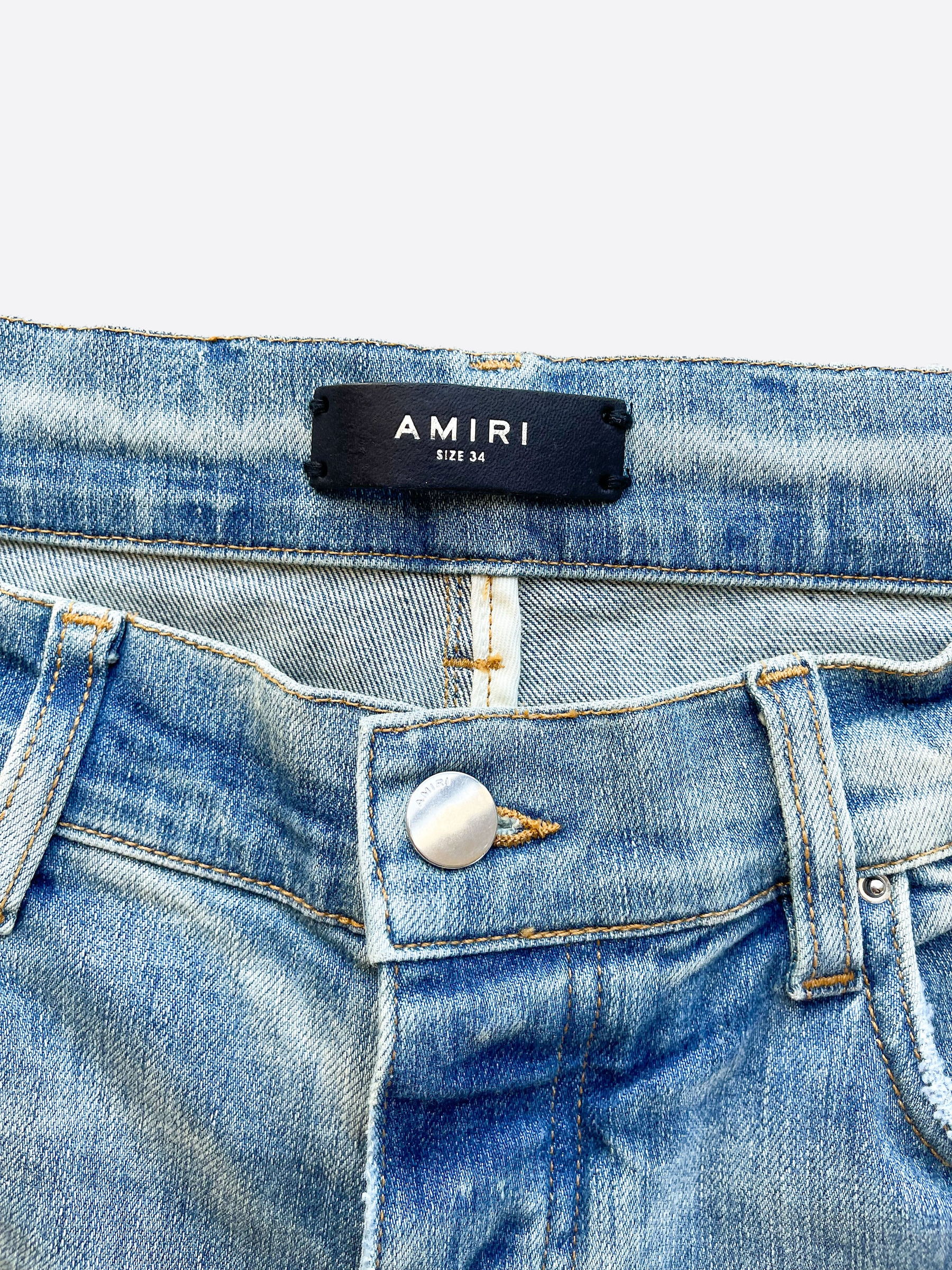 Amiri Patch Jeans for Men - Distressed Denim with Scarf Design | Perfect for Casual Wear, Street Style & Night Out