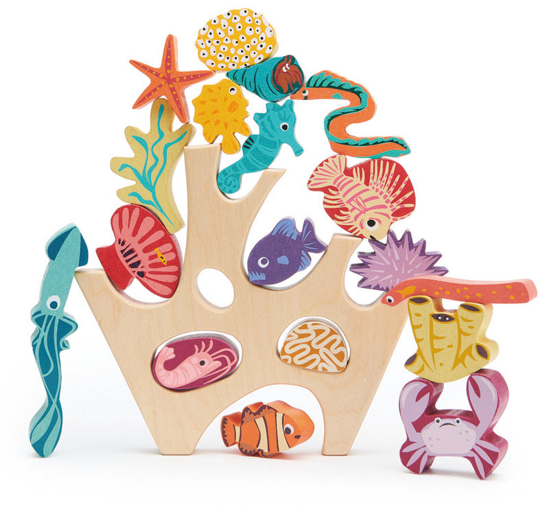 Natural Wooden Stacking Coral Reef Toys for Kids - Eco-Friendly Montessori Learning & Sensory Play - Perfect for Ocean-Themed Decor, Birthday Gifts & Classroom Activities