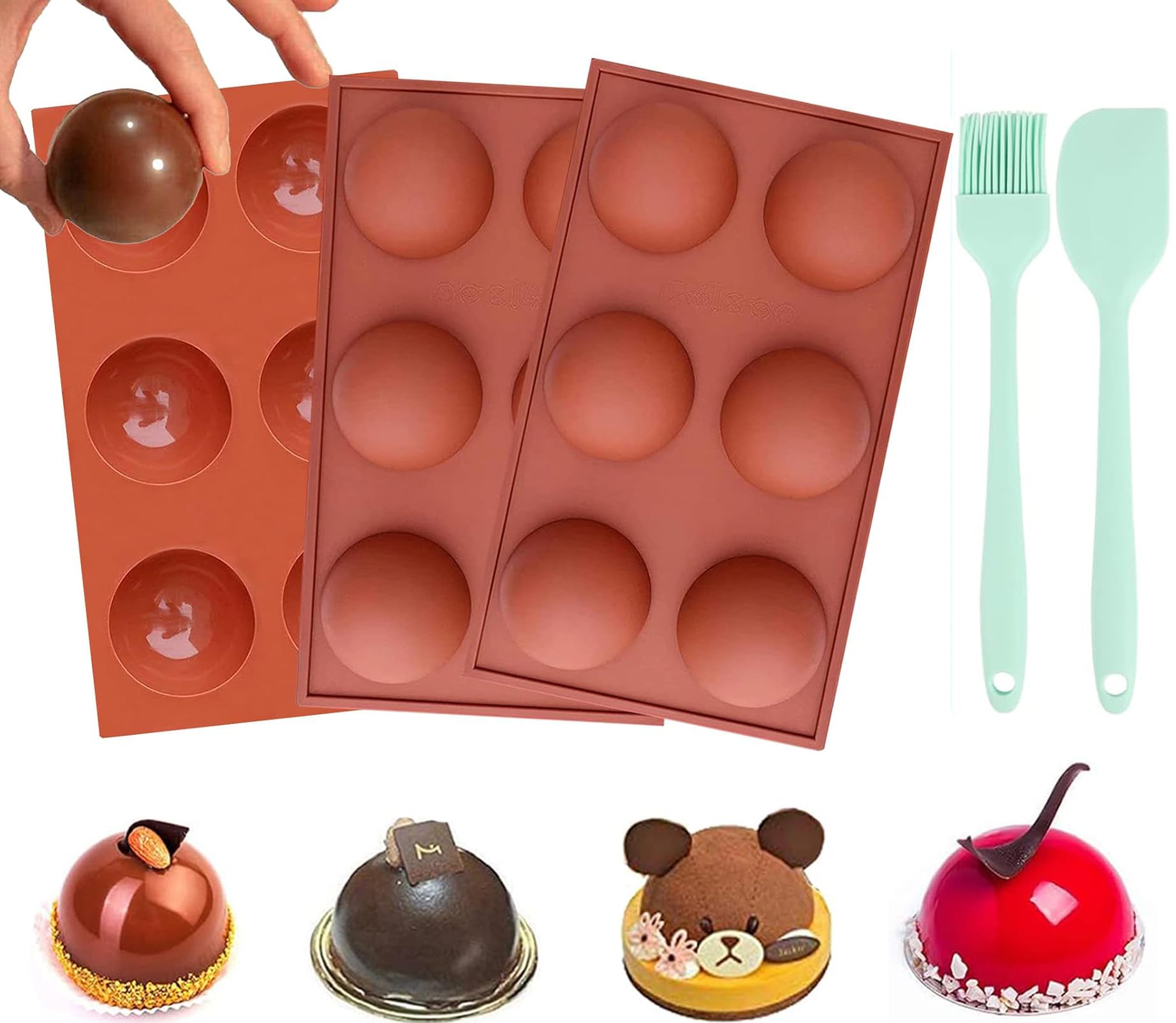 Premium Silicone Hot Chocolate Bomb Mold Set - 3 Large 2.5