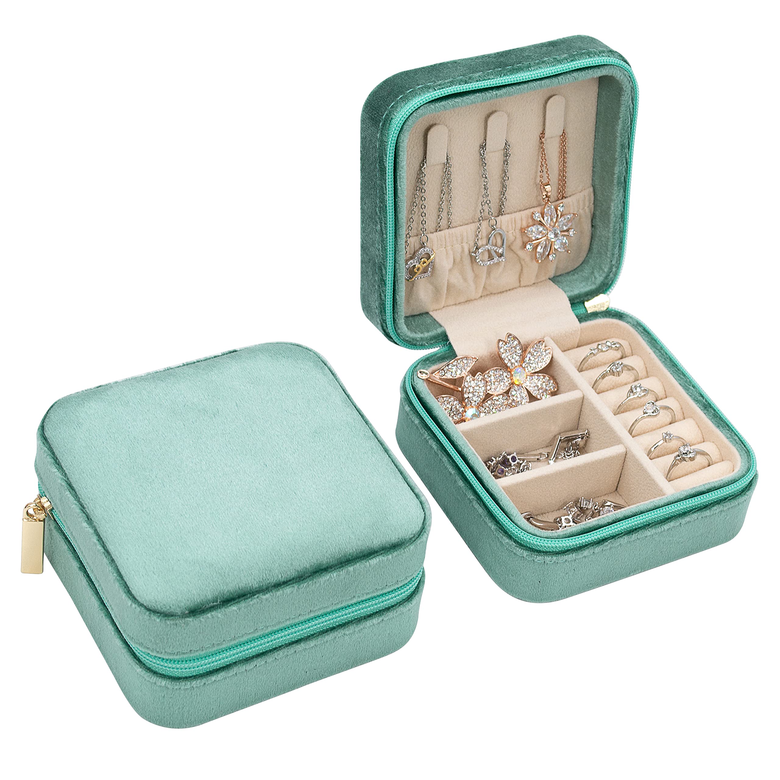 Luxury Italian Velvet Personalized Jewelry Box for Women - Travel Jewelry Organizer with Ring Holder & Name/Initials Engraving - Perfect Gift for Girls, Brides & Party Favors (Great for Travel, Home Storage & Special Occasions)