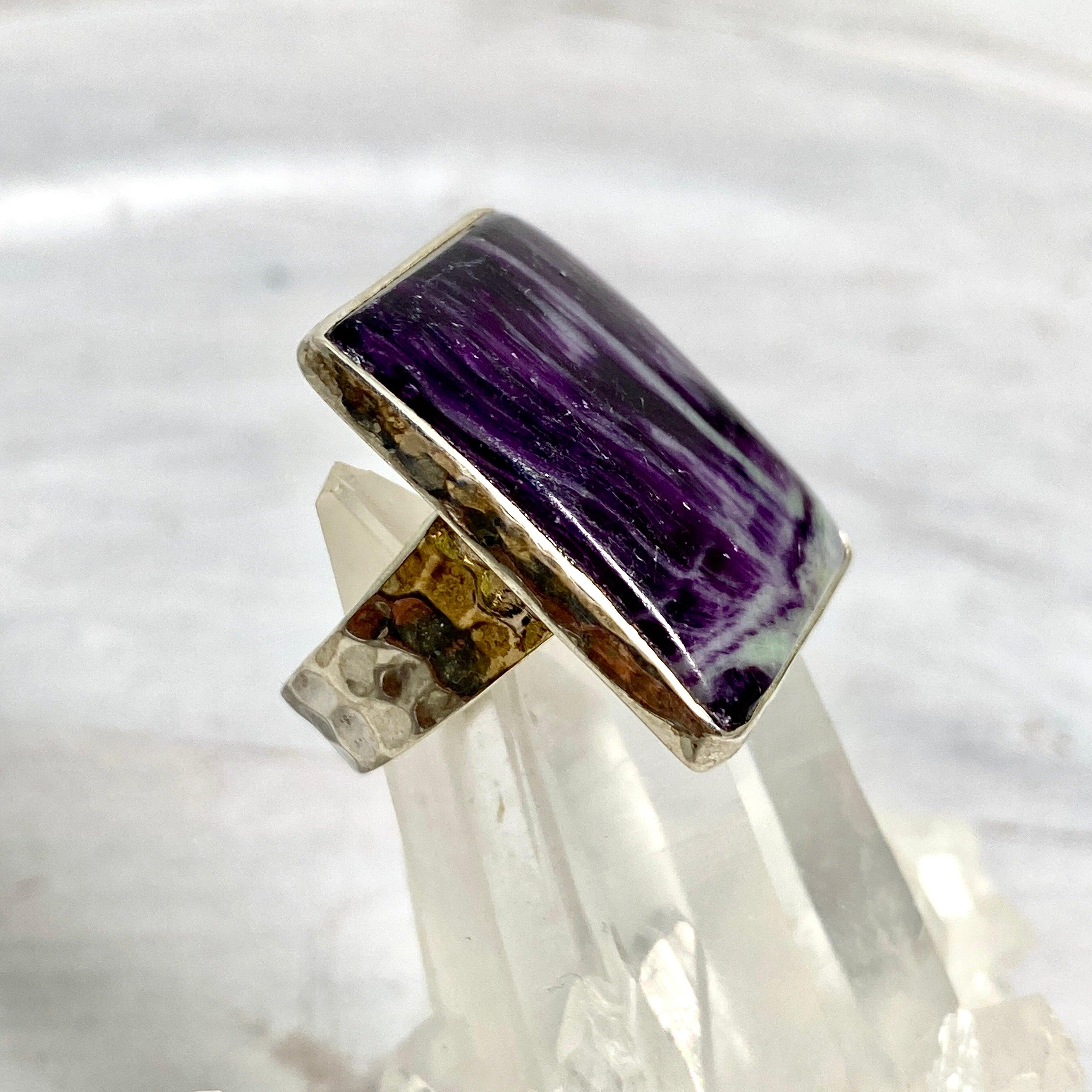Kammererite Rectangle Cabochon Ring Size 8 KRGJ2391 - Elegant Gemstone Jewelry for Women, Perfect for Weddings & Special Occasions