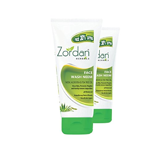 ZORDAN Neem Face Wash for Acne & Oily Skin - 120ml (Pack of 2) | Natural Cleanser with Neem Extract | Daily Skincare Routine for Clear & Healthy Skin