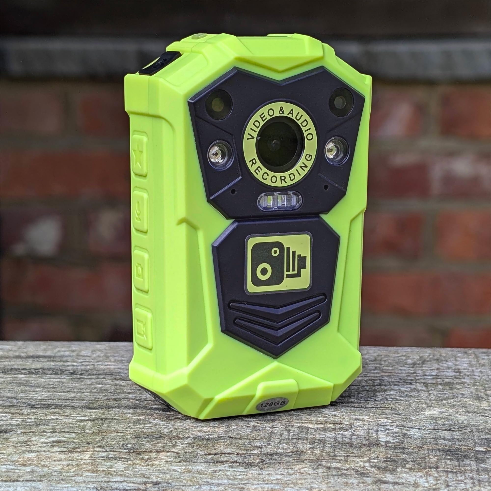 Brifield® BR1 NEO 128GB Ultra HD Wearable Body Camera - Professional Security Bodycam for Doorman, Bouncer & SIA Personnel - Neon Yellow Bodyworn Camera with Fast Click Accessories - Ideal for Personal Protection, Law Enforcement & Event Security