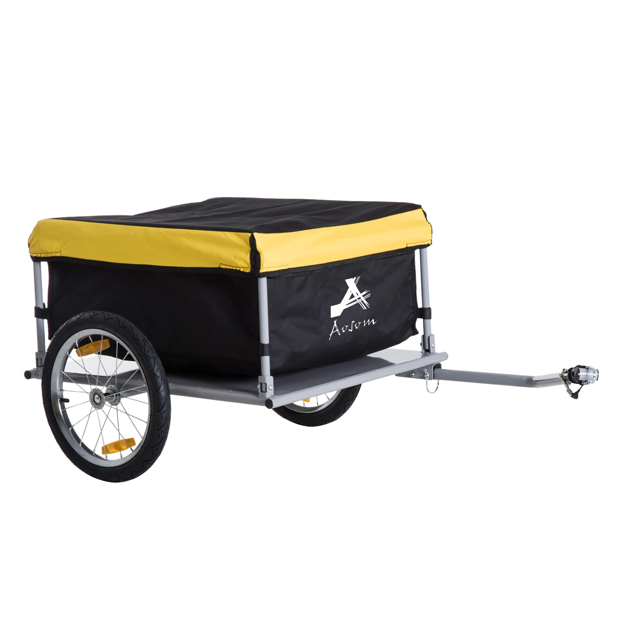 Aosom 2-Wheel Bicycle Cargo Trailer with Removable Cover - Heavy Duty Bike Luggage Wagon for Camping, Groceries & Outdoor Adventures