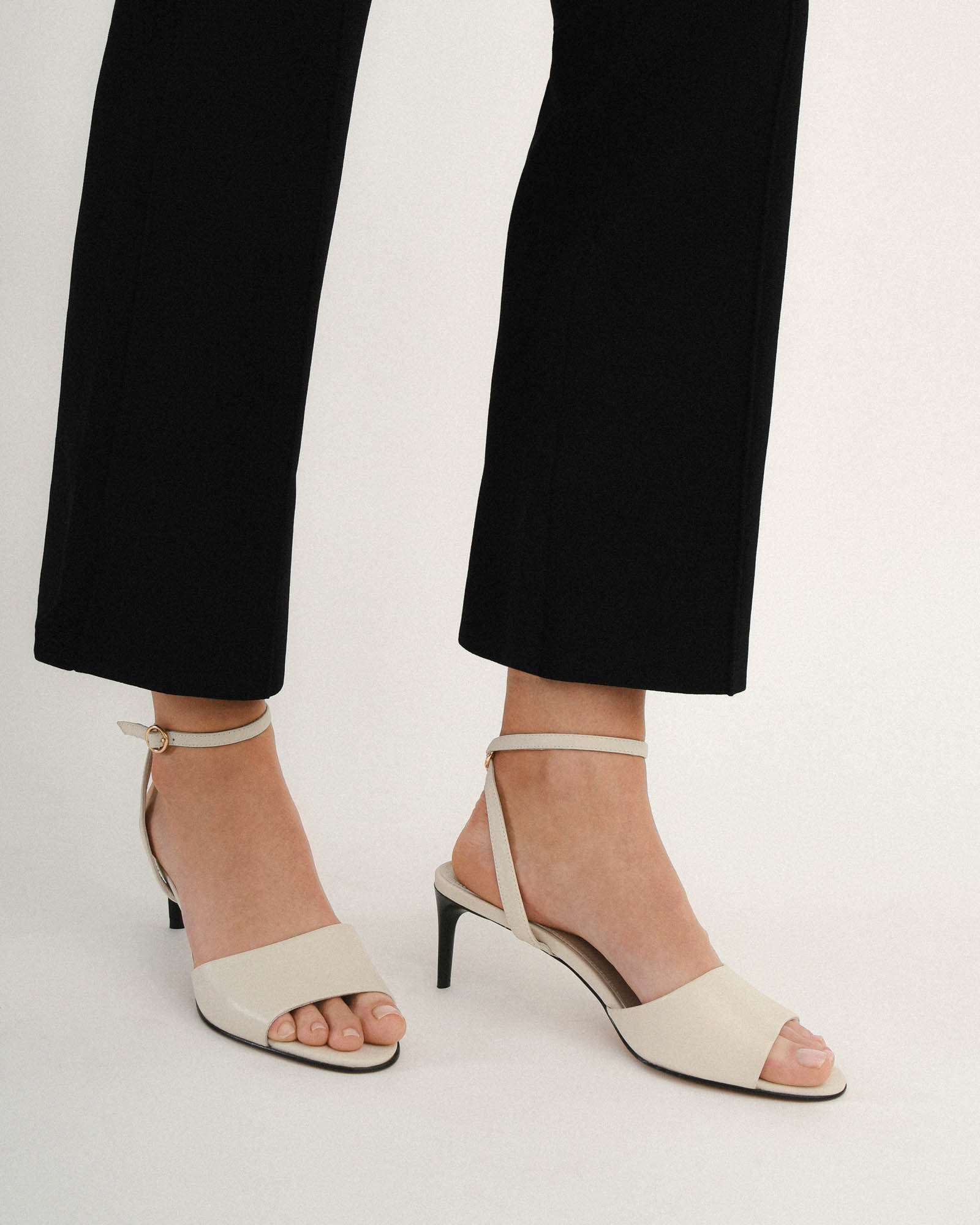 TANYA Women's Mid Heel Sandals - Comfortable Leather Summer Shoes for Casual Outings & Beach Vacations | Off-White Fashion Footwear for Weddings, Parties & Date Nights