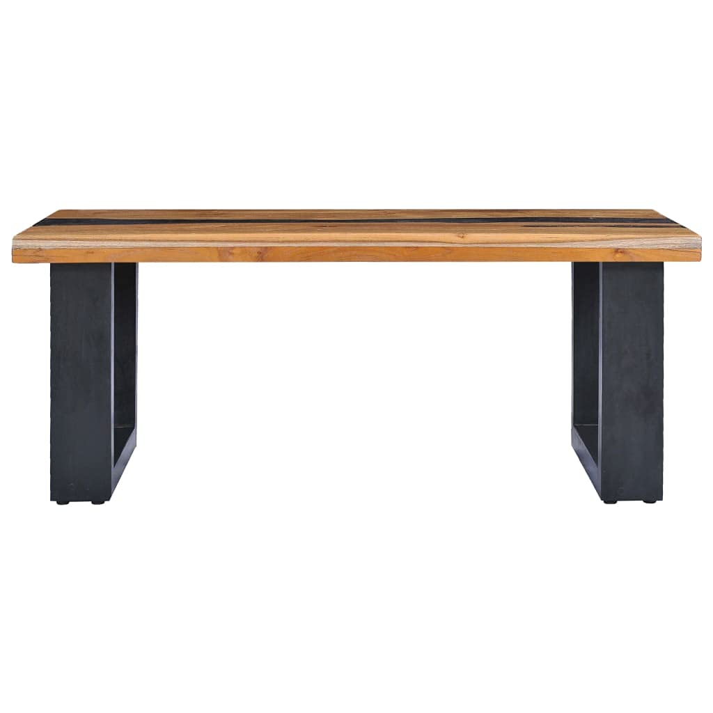 Solid Teak Wood Rectangular Coffee Table - 39.3x19.6x15.7 Inches Modern Side Table for Living Room, Office & Reception Areas | Durable Polyresin Finish | Perfect as Couch Table, Tea Table or End Table for Home Decor