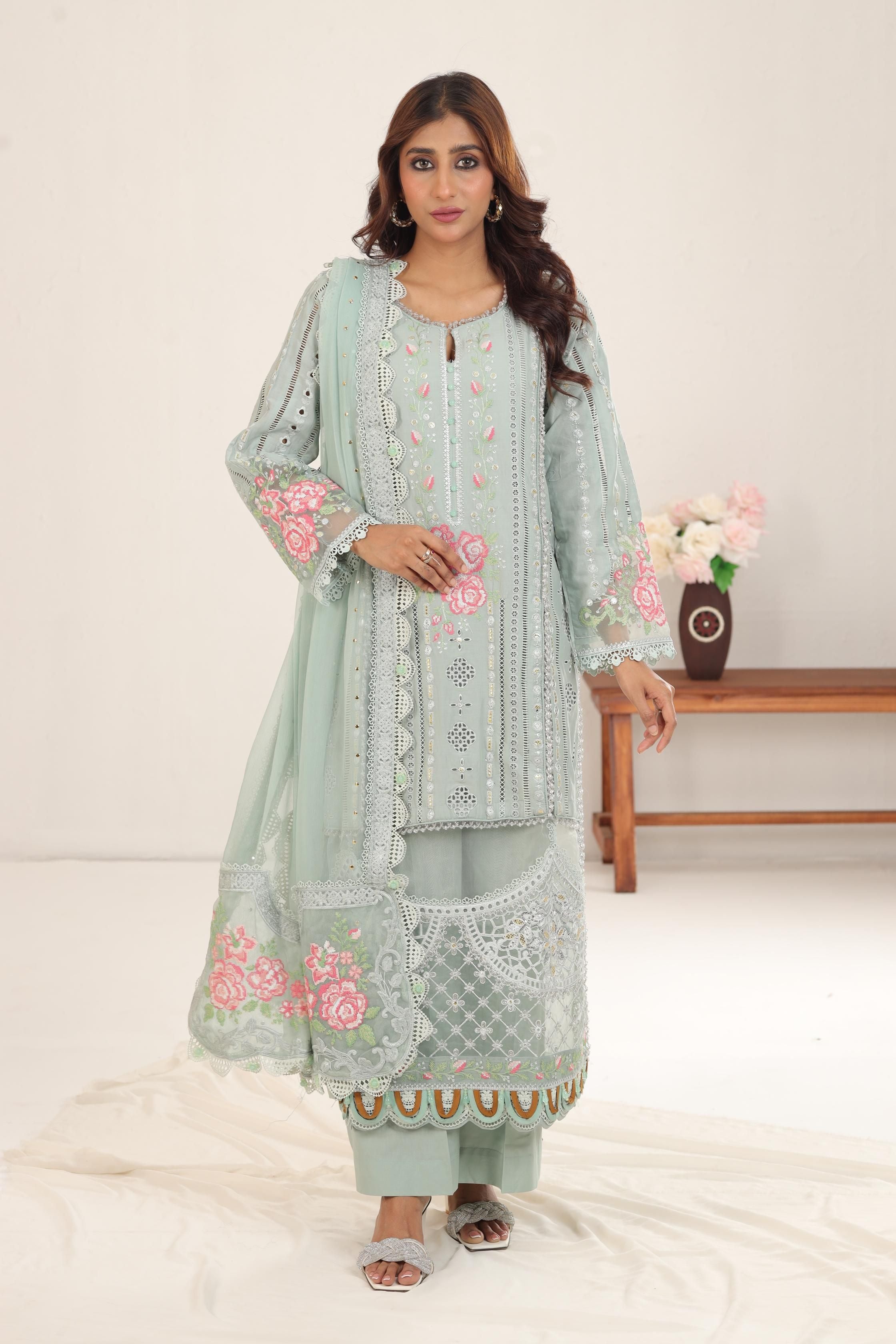 Maria B Luxury Festive Embroidered Dress - Elegant Party Wear for Women | Perfect for Weddings, Galas & Special Occasions