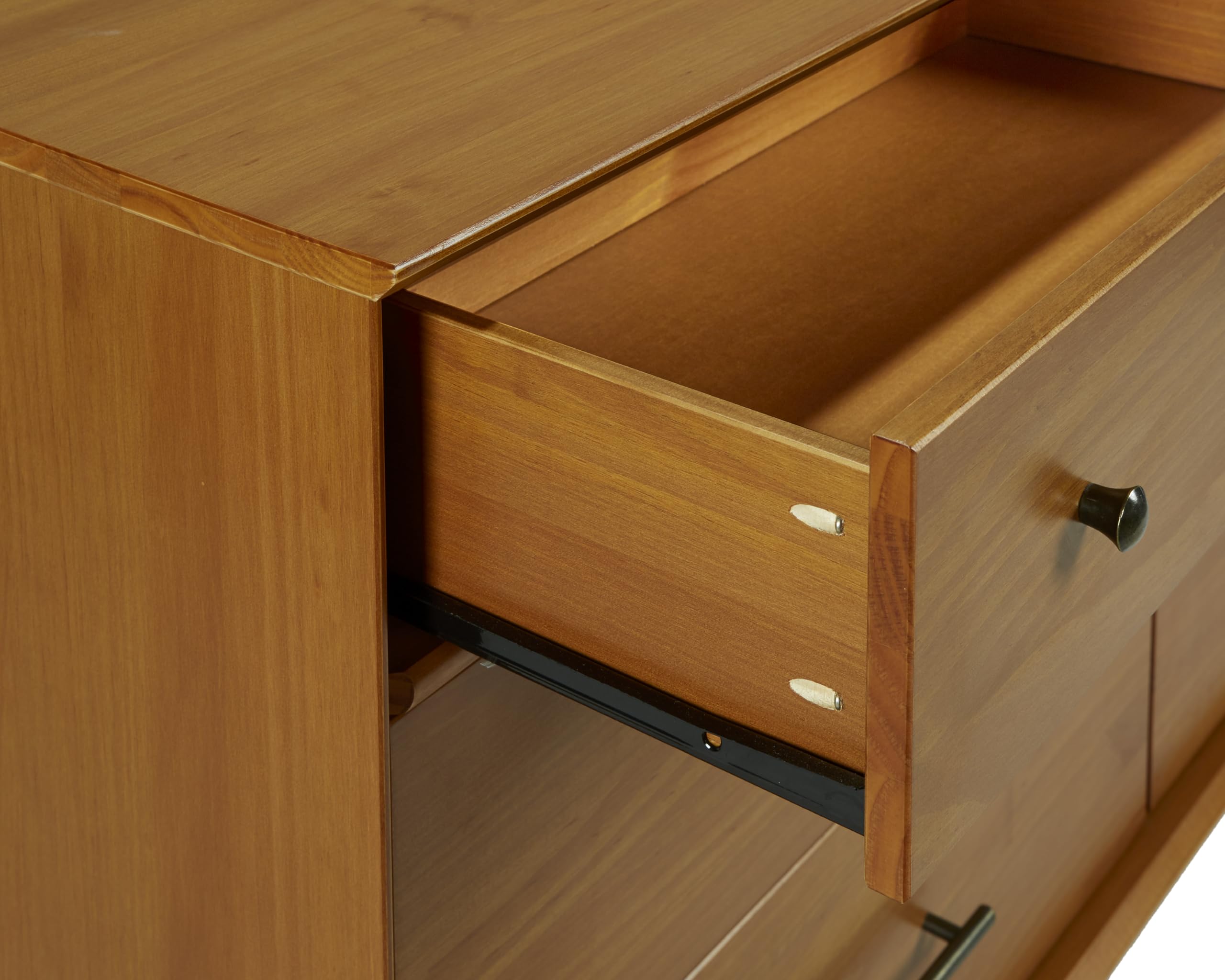 Mid-Century Modern Solid Wood Dresser with 6 Drawers - Castanho Finish - Perfect for Bedroom, Living Room & Office Storage Organization
