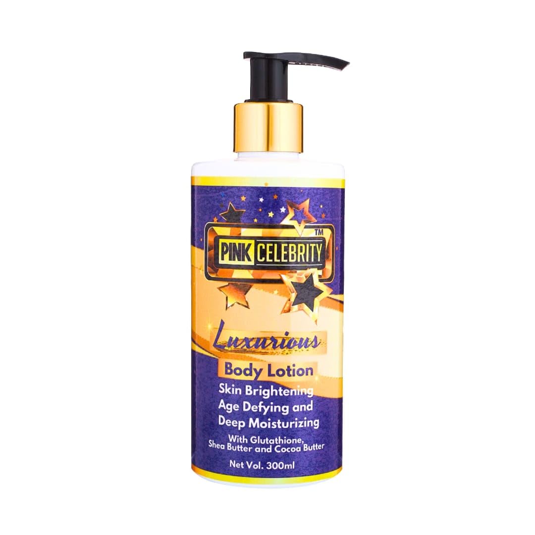 Pink Celebrity Body Lotion for Skin Brightening & Anti-Aging | Deep Moisturizing with Shea Butter & Cocoa Butter (300ml) | Hydrating & Glowing Skin Care for Daily Use & Special Occasions
