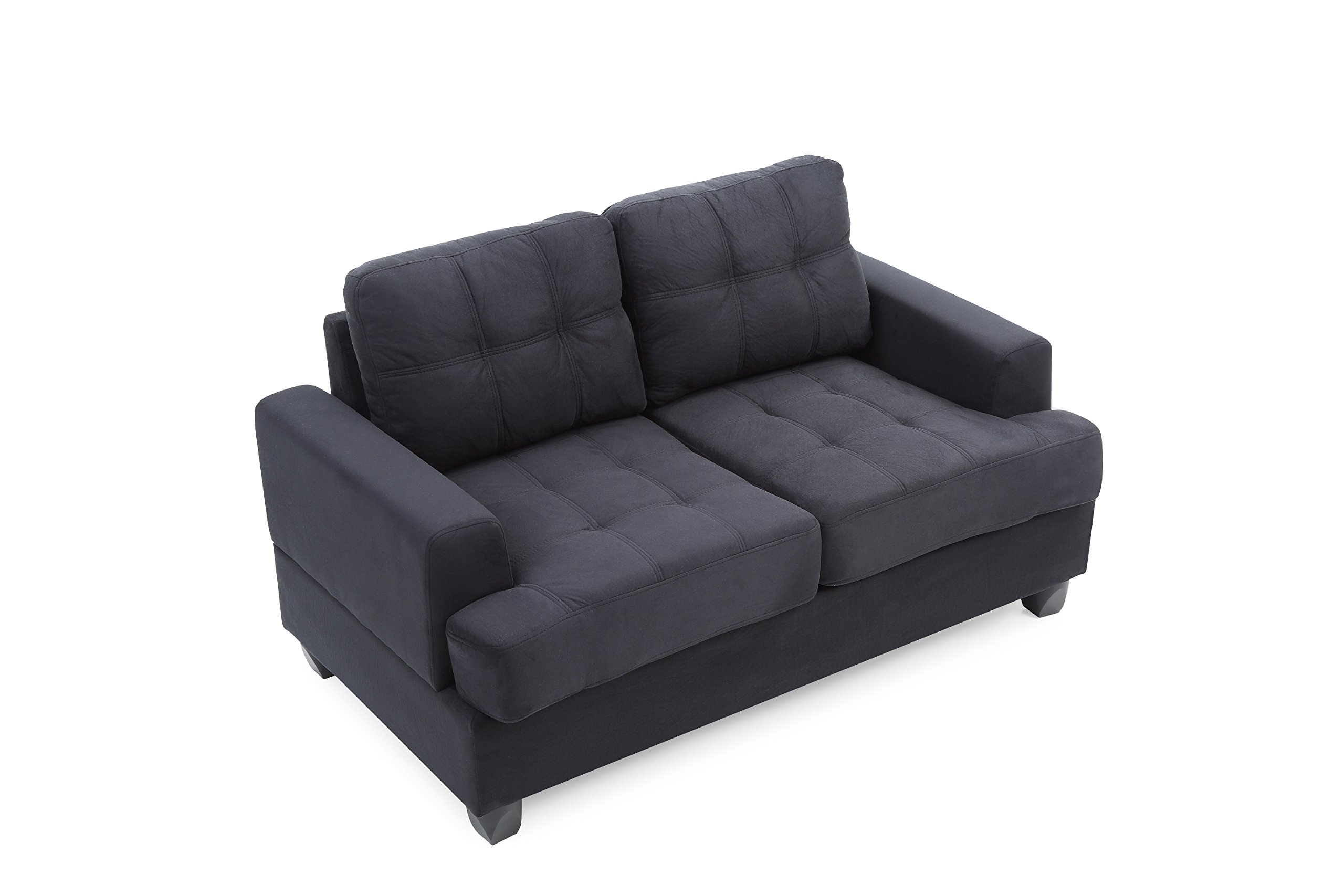 Premium Black Suede Upholstered Love Seat - Modern 2-Seater Sofa for Living Room, Lounge & Small Spaces - Comfortable Couches for Apartments, Dorms & Cozy Home Decor