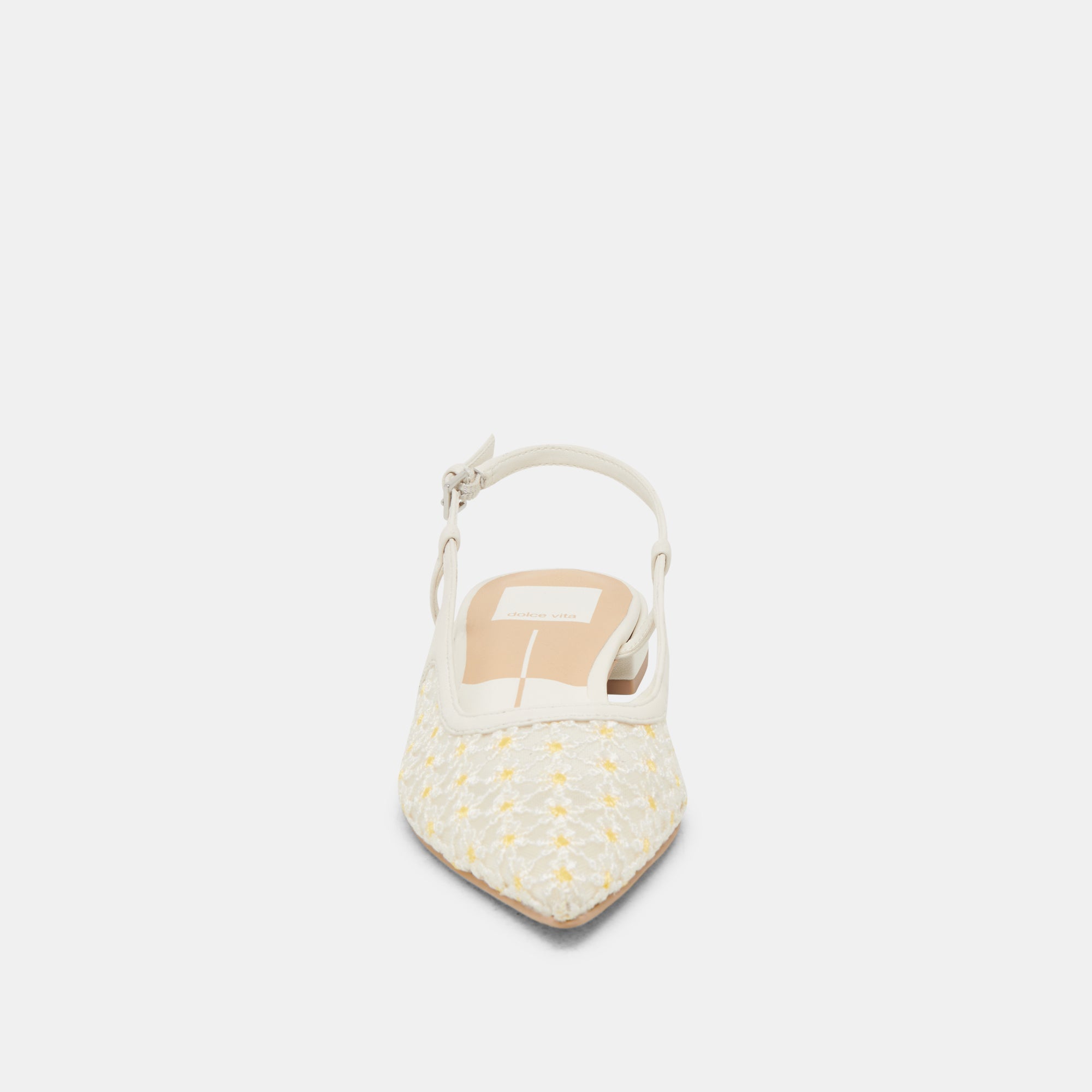 PAMIE Floral Flats for Women - White & Yellow Mesh Summer Sandals - Comfortable Casual Shoes for Beach, Walking, and Outdoor Activities