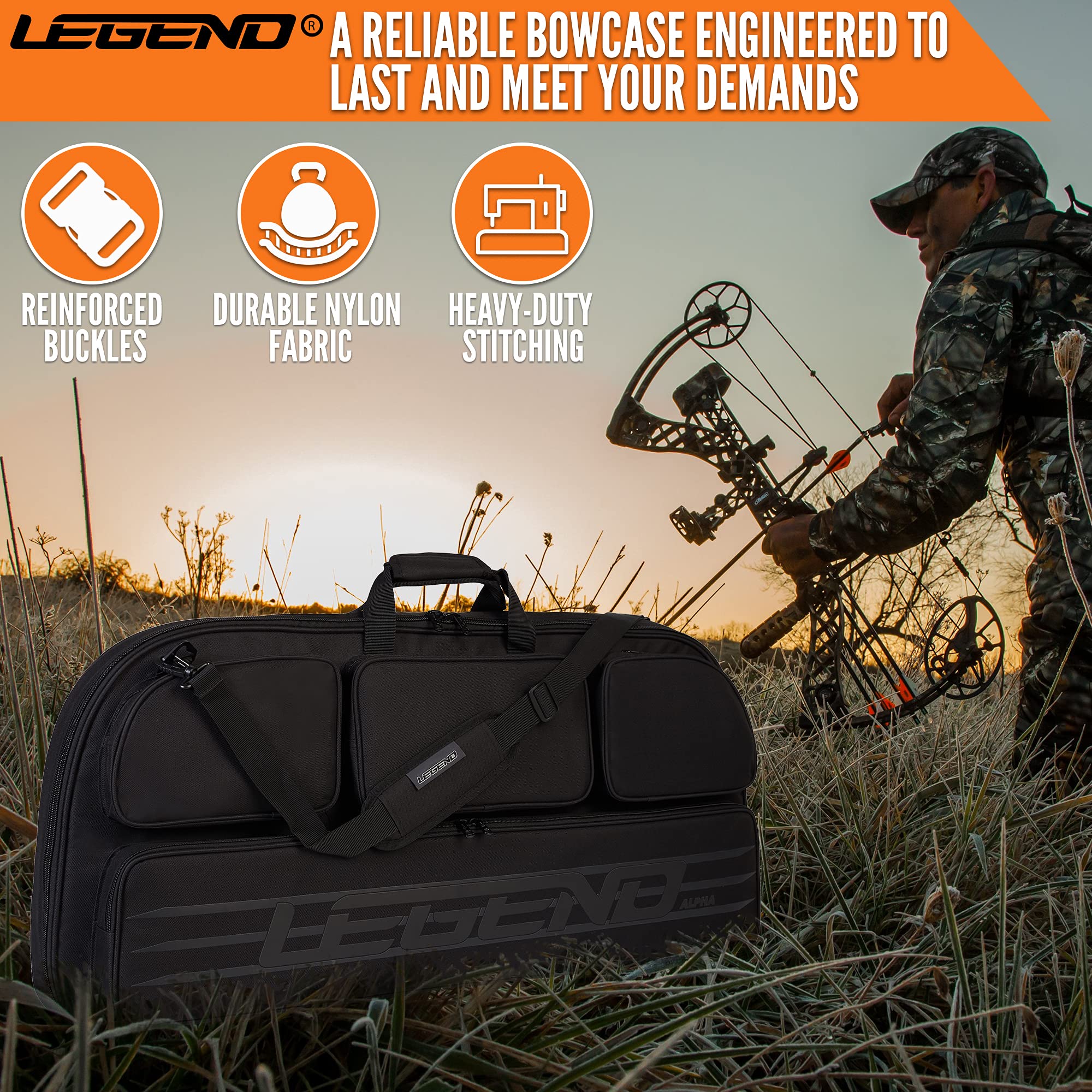LEGEND Alpha Compound Bow Case - Waterproof Archery Bow Bag with Backpack & Shoulder Straps - Fits 37