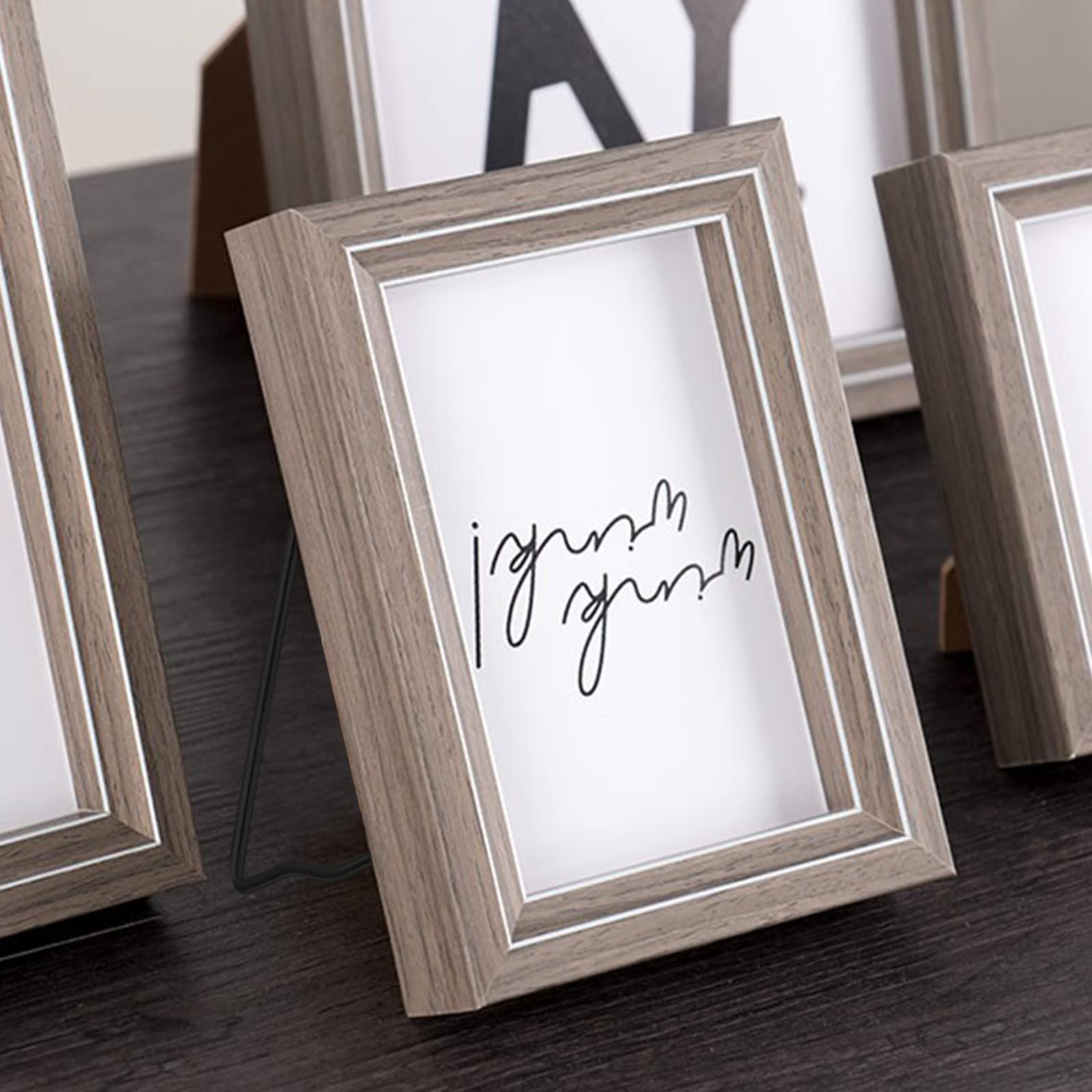 5 Pcs Black Iron Easel Back Stand for Picture Frames - Includes Screws & Screwdriver - Perfect for Displaying Photos, Artwork, and Home Decor on Tables, Desks, and Shelves