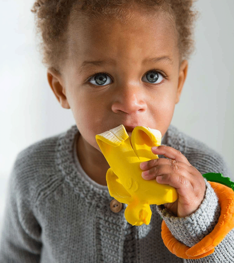 Ana the Banana Natural Rubber Baby Teether by Oli and Carol - Organic Teething Toy for Infants & Toddlers, Perfect for Soothing Sore Gums at Home or On-the-Go