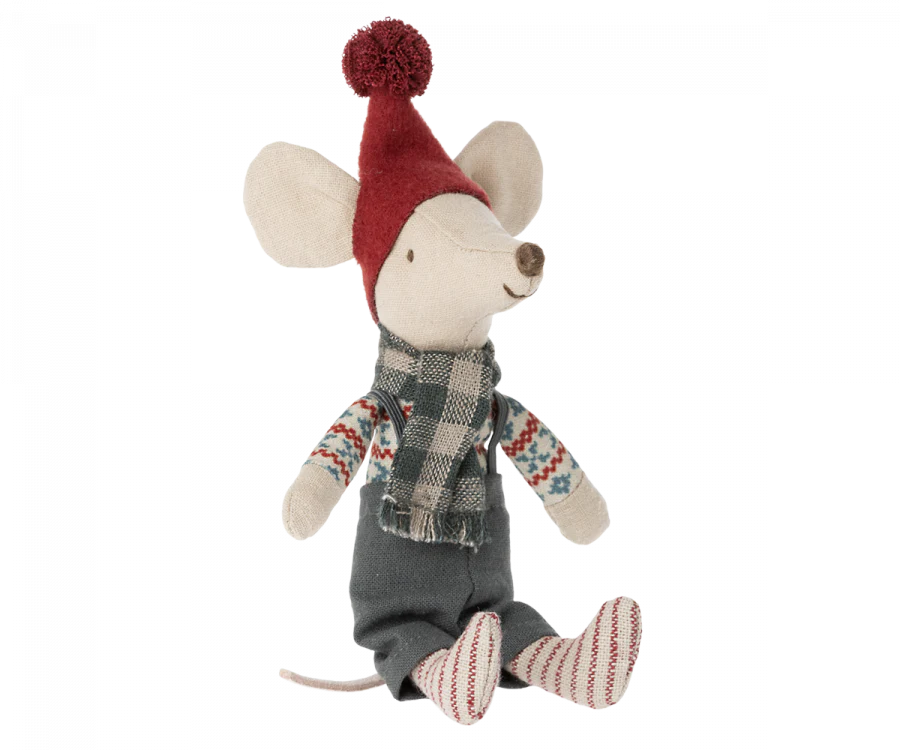 Maileg Christmas Mouse Big Brother - Adorable Holiday Plush Toy for Kids, Perfect for Stocking Stuffers & Christmas Decorations