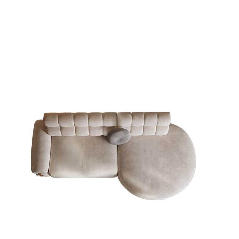 L Shape Sofa Chaise with Channel Back - 5-Seater Polyester Blend Sectional Couch in Soft White with Round Arms & Concealed Support | Perfect for Living Room, Family Room & Small Spaces
