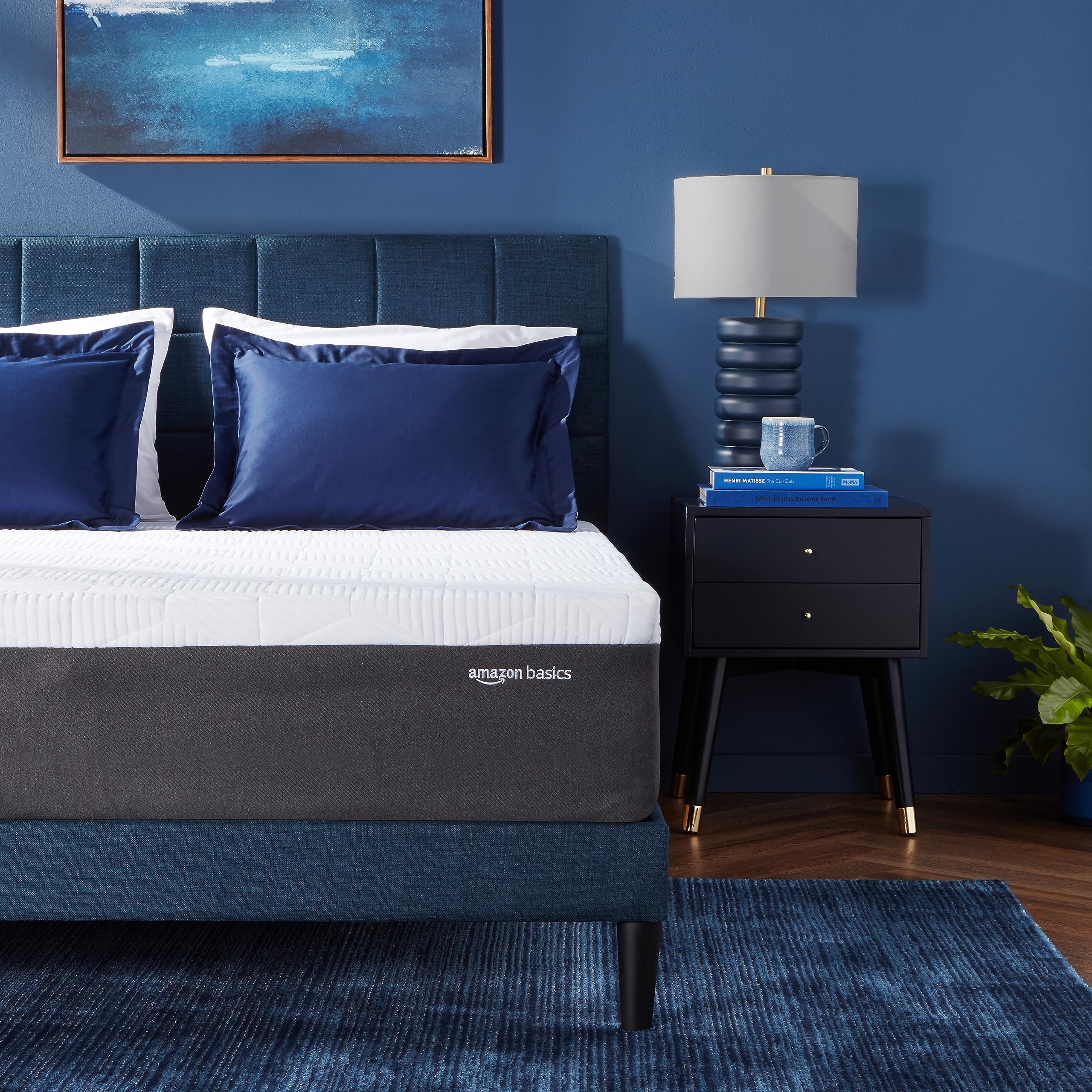 Amazon Basics Cooling Gel Memory Foam Mattress - Firm Queen Size (80x60x12 Inches), CertiPUR-US Certified, White/Dark Gray - Perfect for Hot Sleepers & Pressure Relief in Bedrooms, Guest Rooms & Dorms