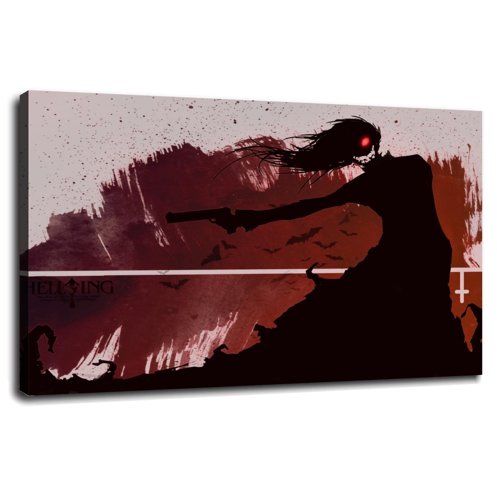 Hellsing Anime Canvas Print - Gothic Wall Art Poster 36x24 Inches Framed for Home, Office & Bedroom Decor | Perfect for Anime Fans & Gothic Interior Design