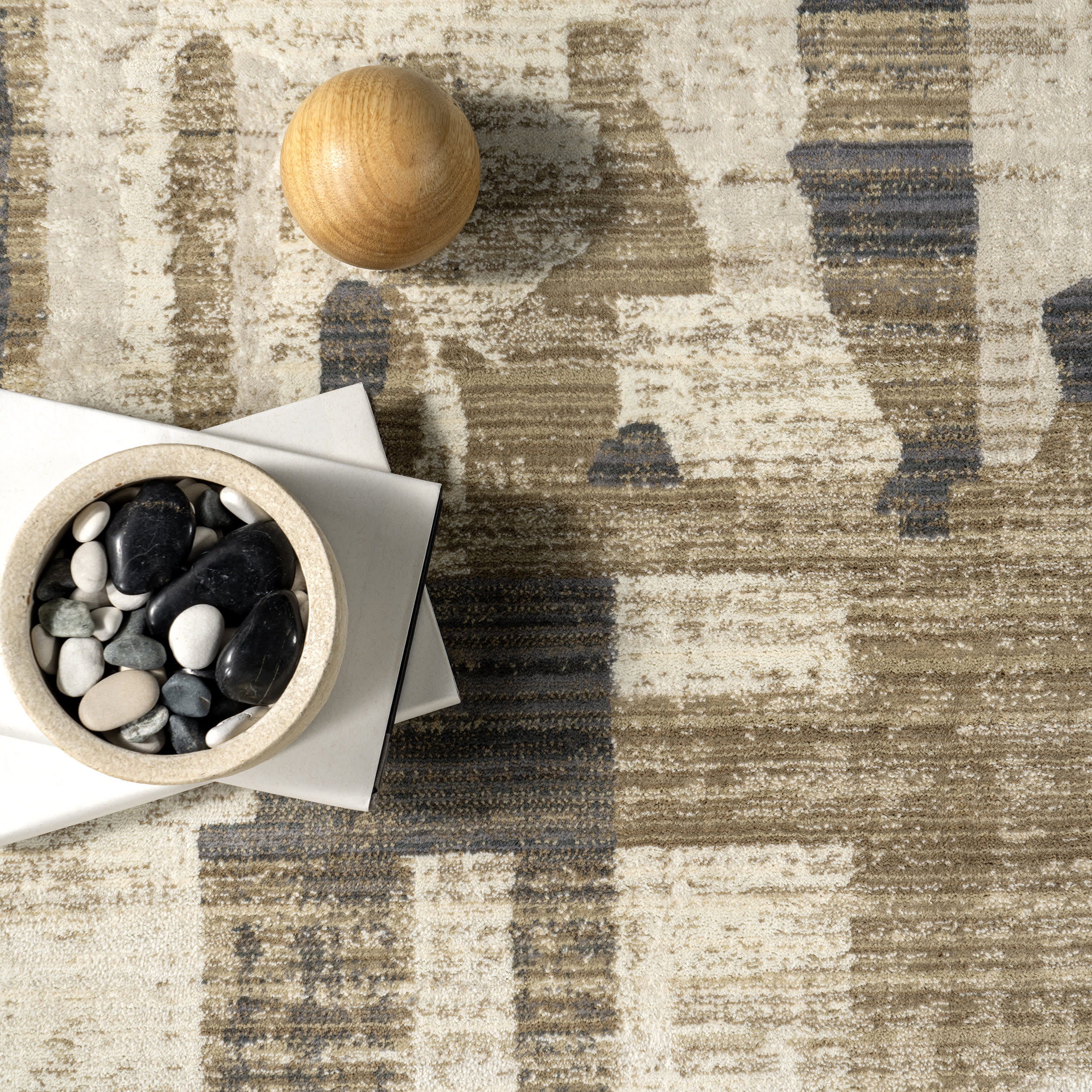 Bheri Abstract Area Rug | Soft Beige Bohemian Design for Living Room, Bedroom & Home Decor