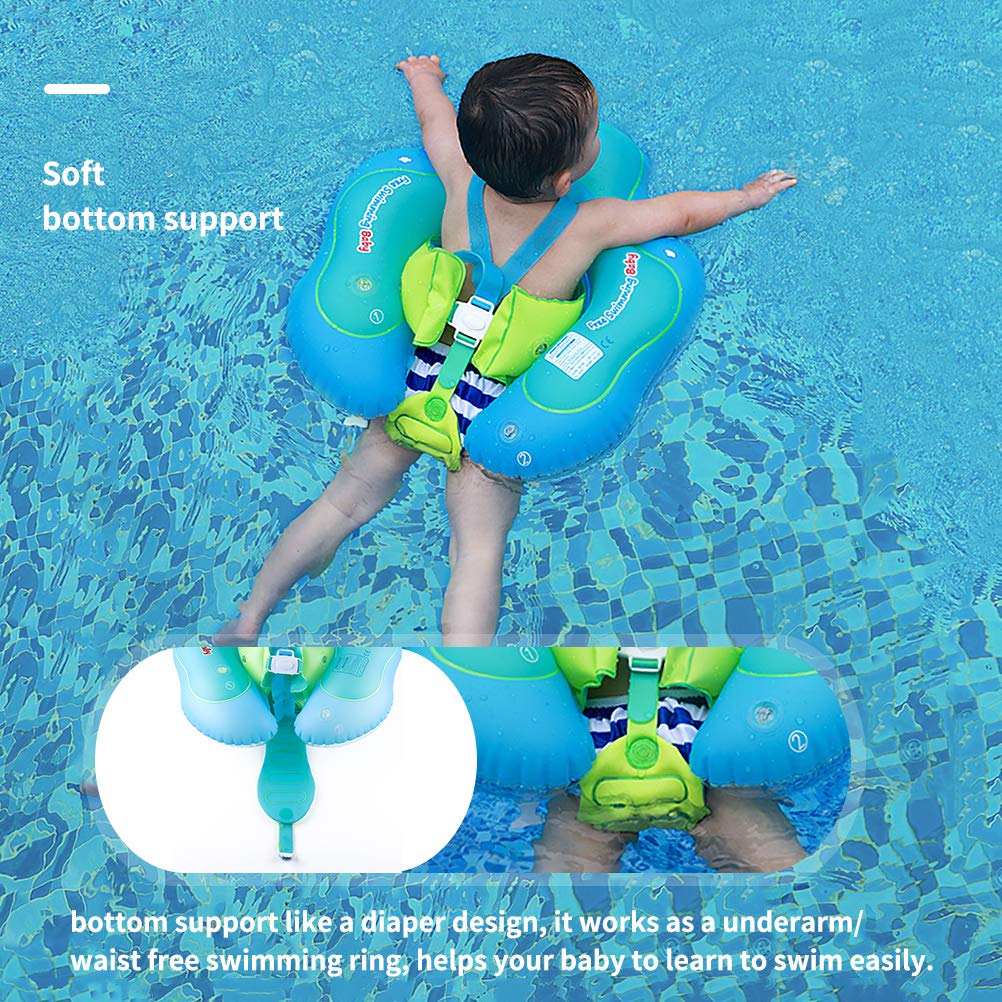 **Inflatable Baby Pool Float with Sun Canopy & Sponge Safety Bottom - Large Blue Swimming Trainer for Infants & Toddlers - Perfect for Backyard Pools, Beaches & Water Play**