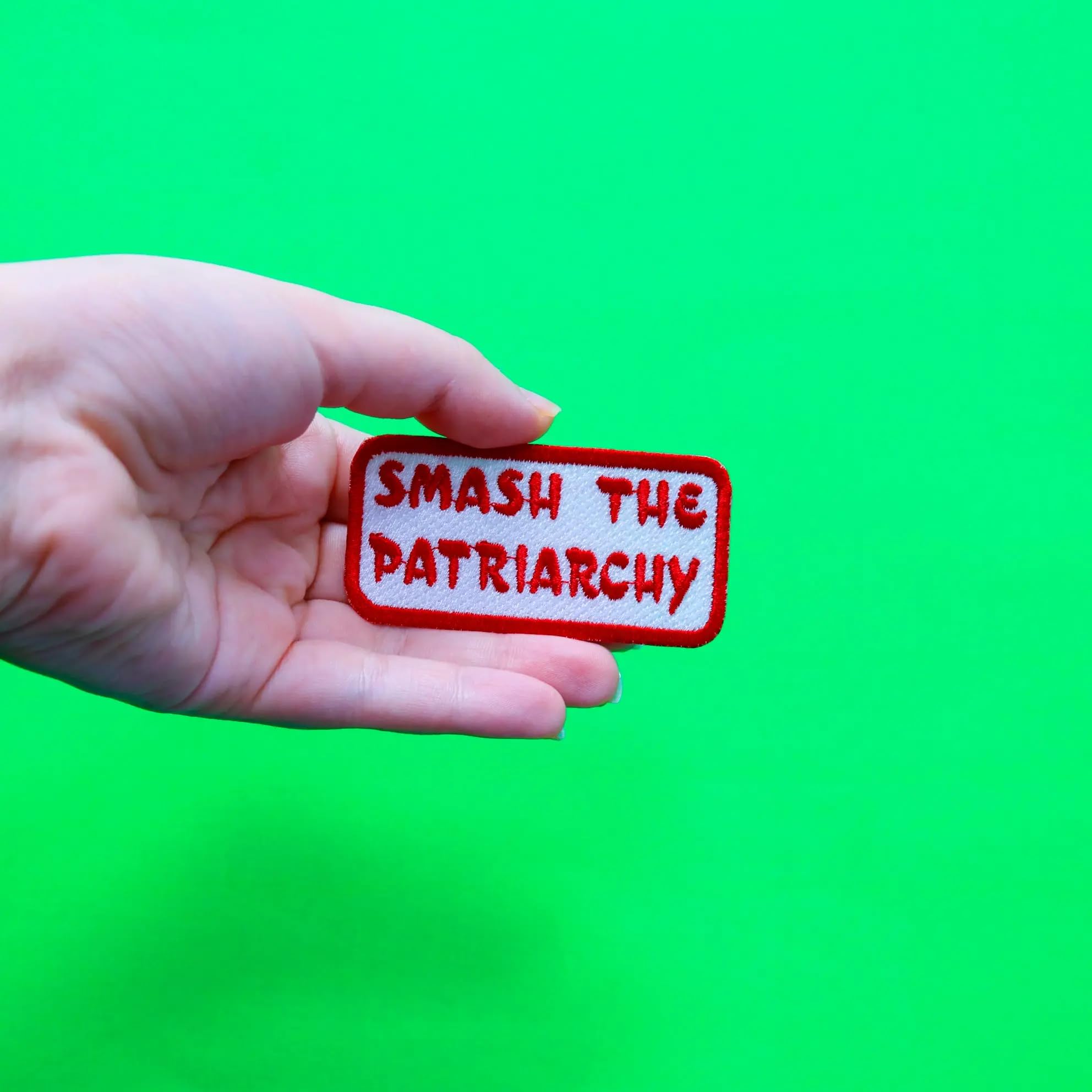 Smash The Patriarchy Embroidered Iron On Patch - Feminist Women's Rights Badge for Jackets, Bags & DIY Crafts | Empowerment & Activism Accessory
