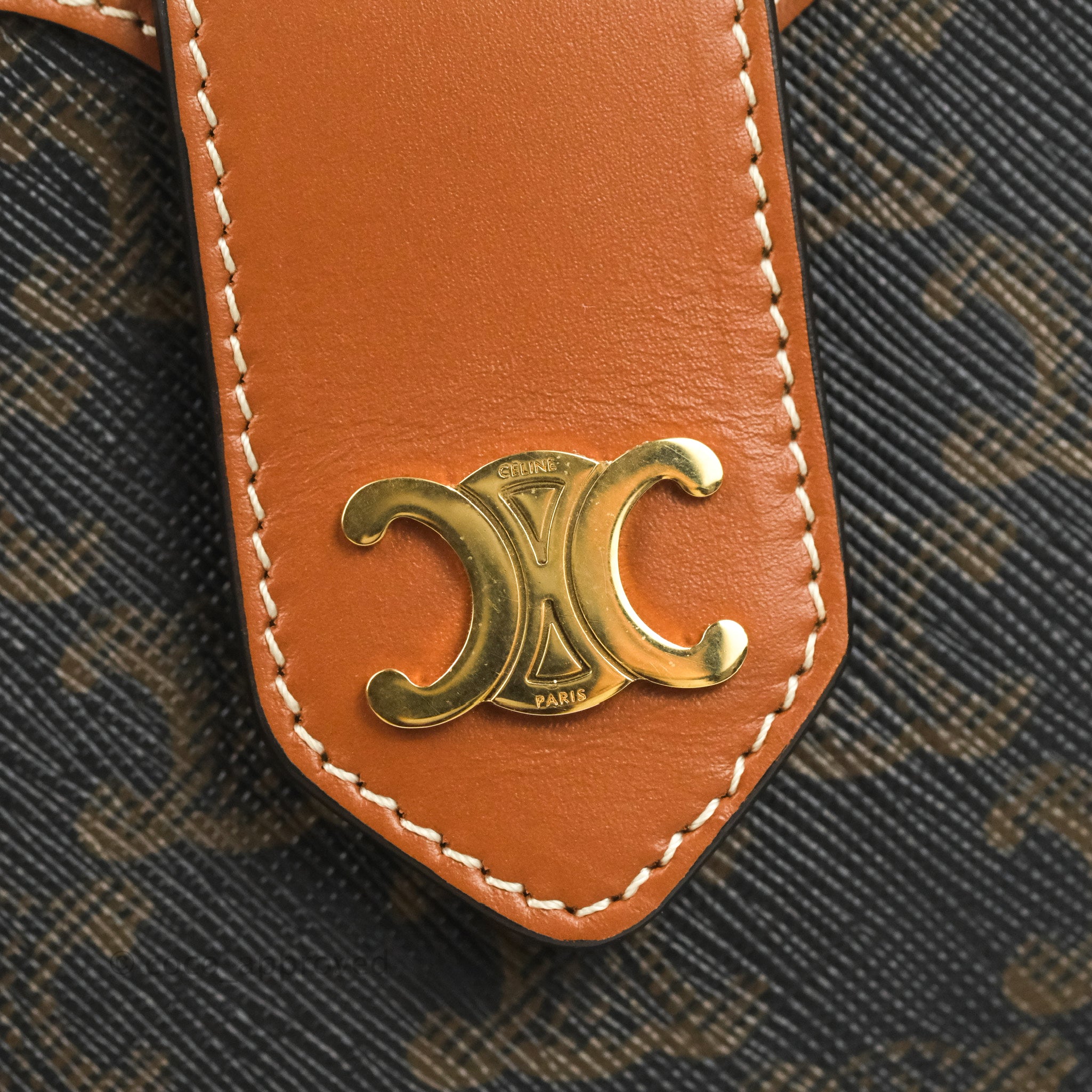 Celine Heart Tambour Bag Triomphe Canvas Crossbody Bag in Tan - Perfect for Date Night & Evening Events
