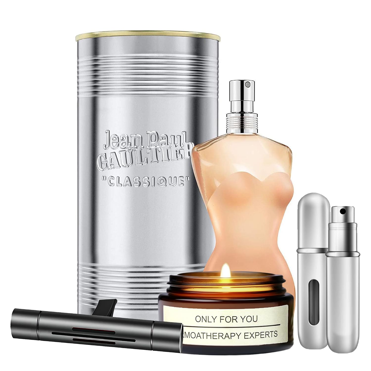 Classique Women's Perfume Gift Set - 1.7 Oz EDT Spray with Lavender Soy Candle (5ml), Car Fresheners & Travel Atomizer | Perfect Birthday, Anniversary & Valentine's Day Present for Her | Everyday Wear, Date Night & Special Occasions