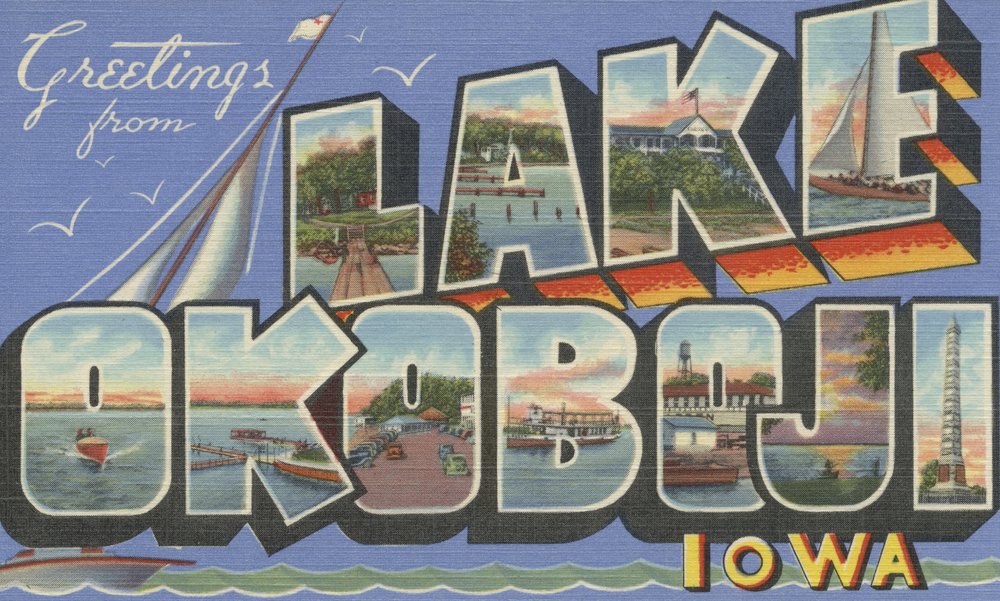 Lake Okoboji Iowa Landscape Art Print - 24x36 Signed Wall Decor Poster for Living Room, Office & Home Decoration | Scenic Large Letter Master Artwork
