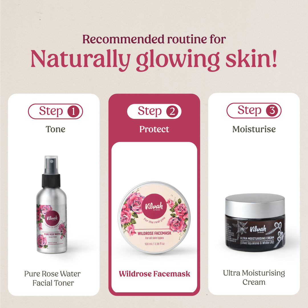 Organic Wild Rose Hydrating Face Mask for Glowing Skin - Natural Skincare for Dry & Sensitive Skin - Perfect for Spa Nights & Self-Care Routines