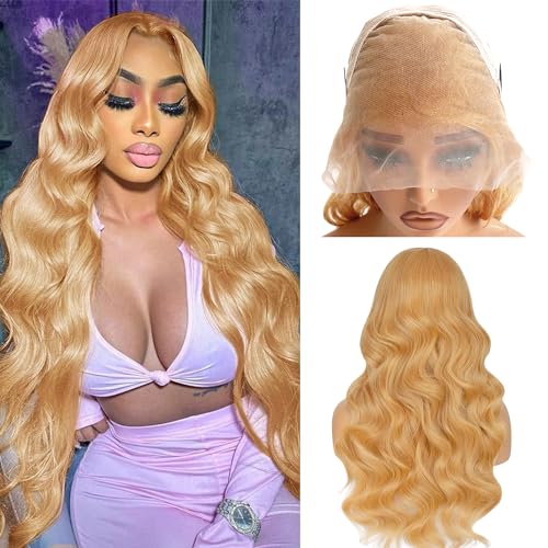 Honey Blonde Lace Front Wigs Body Wave Human Hair