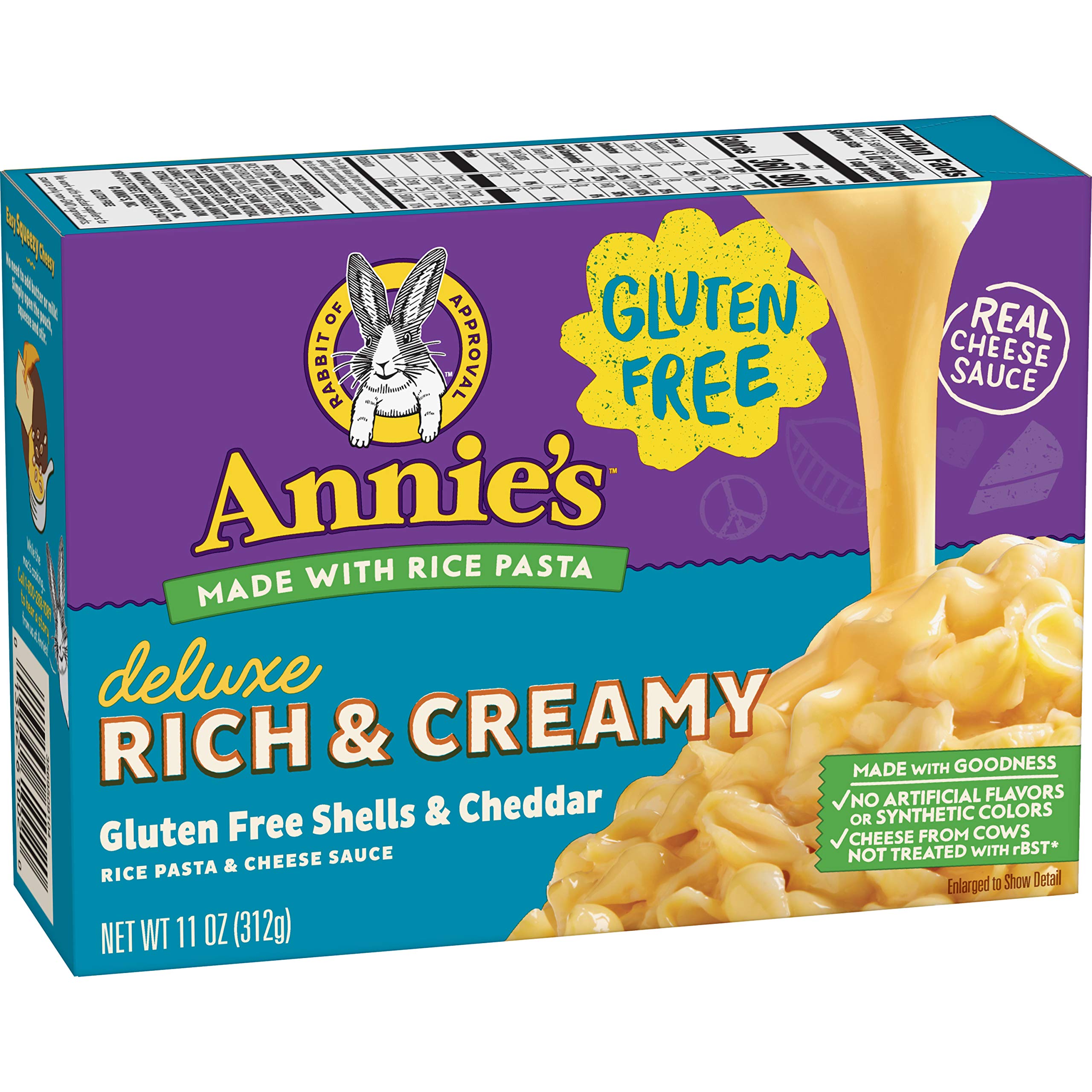 Annie's Homegrown Gluten Free Creamy Deluxe Rice Pasta & Cheese Dinner - 11oz (Pack of 6) | Organic Mac and Cheese Alternative | Quick Family Meal, Kids Lunch, Vegan Comfort Food
