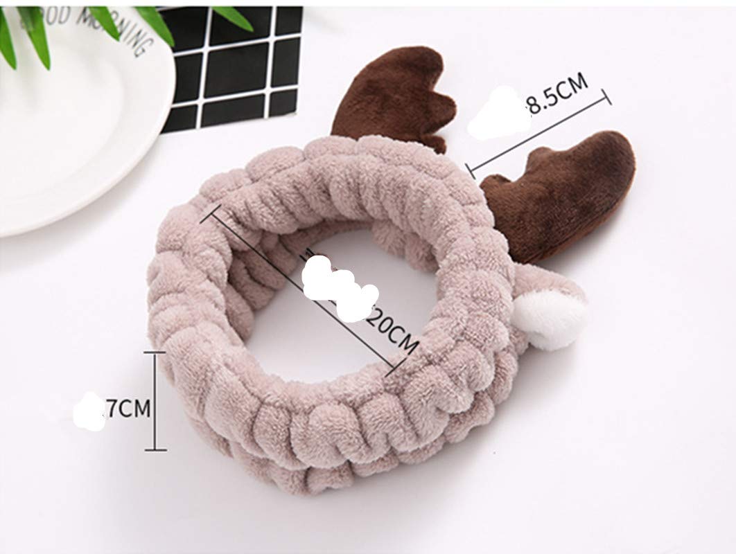 Elk Headband for Women & Girls - Soft Fleece Spa Facial Headband, Makeup Headwrap for Skincare & Hair Care - Perfect for Birthday, Christmas, Valentine's Day Gifts (Coffee Brown) | Great for Home Spa Days, Salon Visits & Self-Care Routines