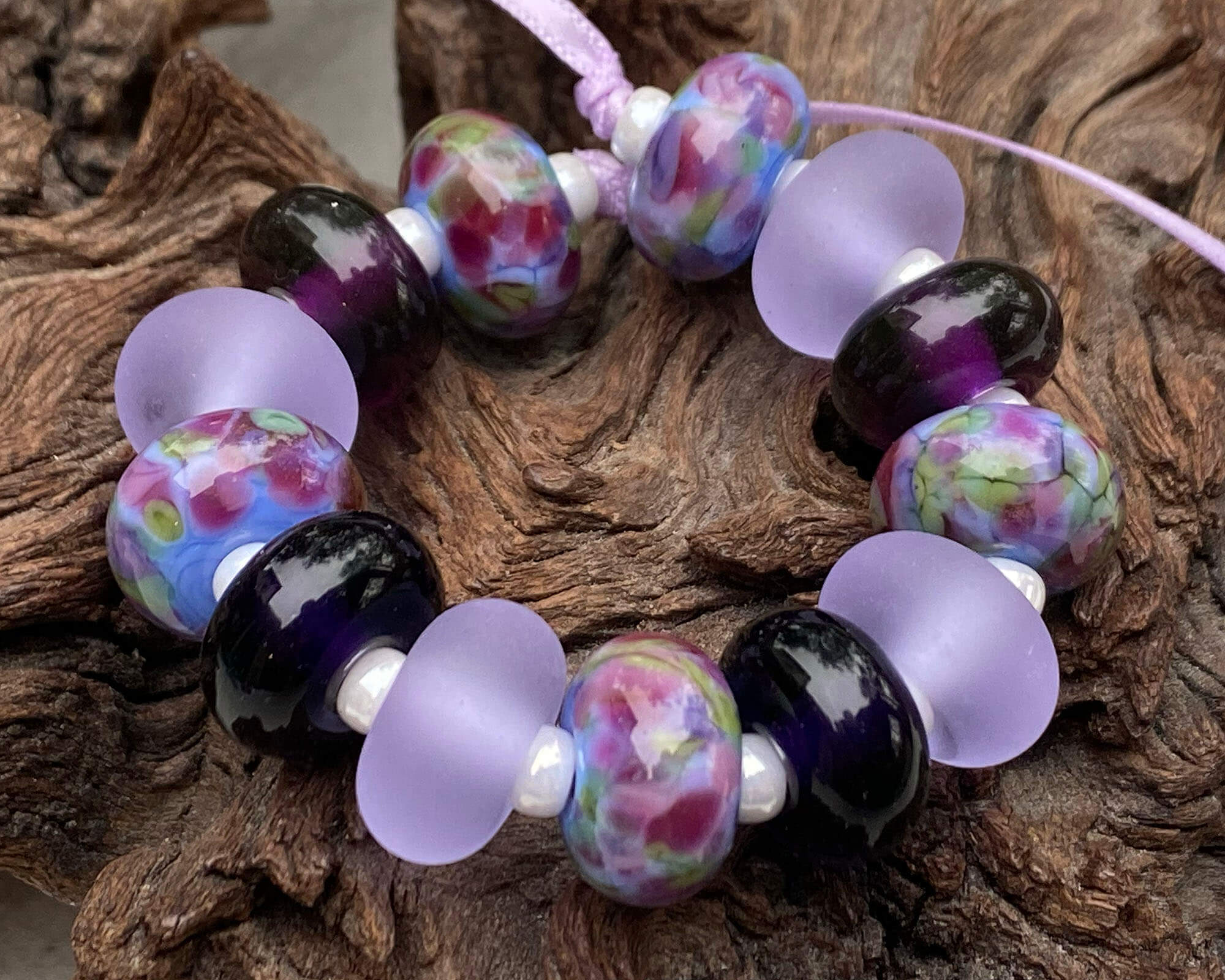 13 Royal Purple Lampwork Glass Beads Set for Jewelry Making, DIY Crafts, Bracelets & Necklaces - Handmade SRA Artisan Beads