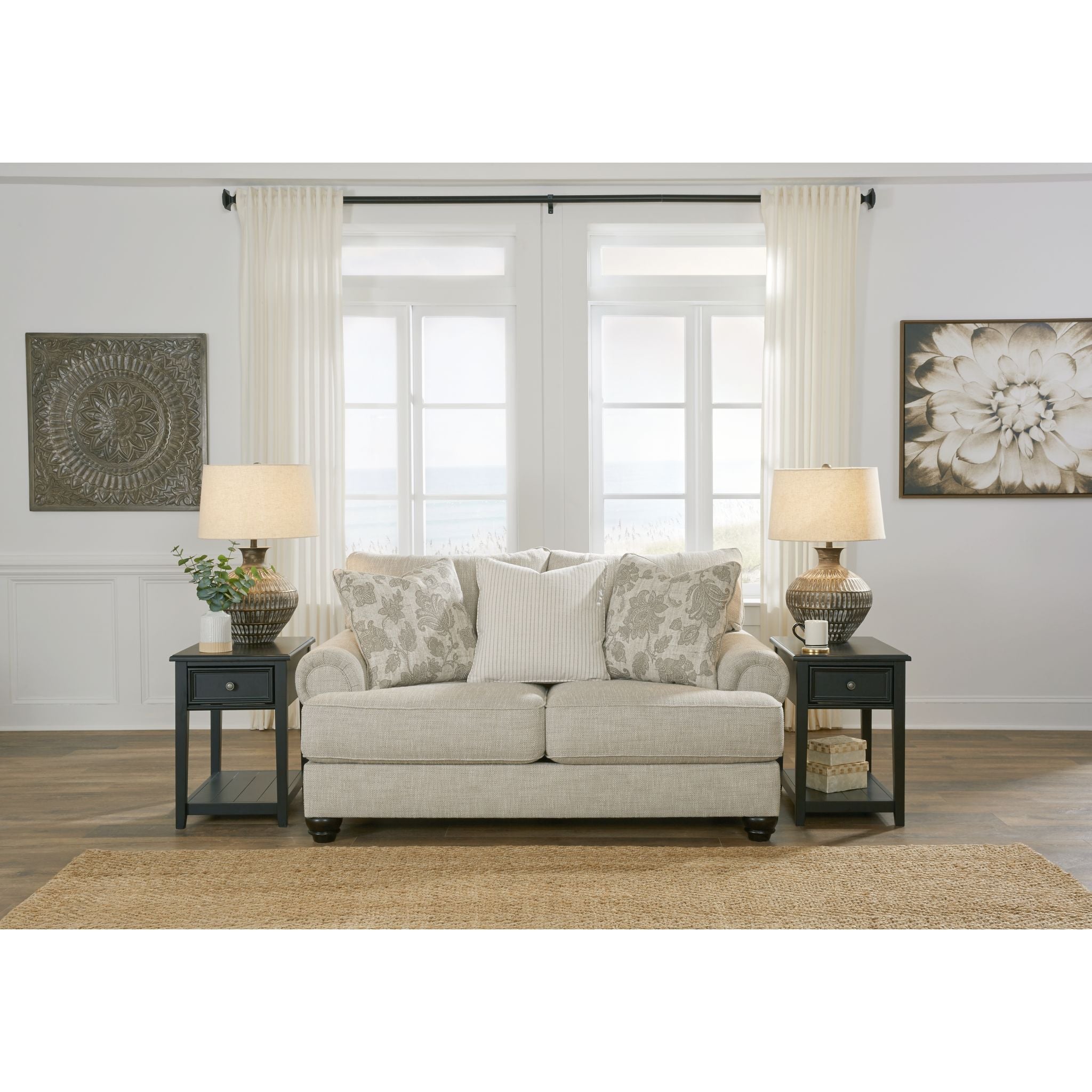 Asanti Loveseat in Fog - Modern Two-Seater Sofa for Living Room, Lounge & Small Spaces - Comfortable Fabric Loveseat with Soft Cushions