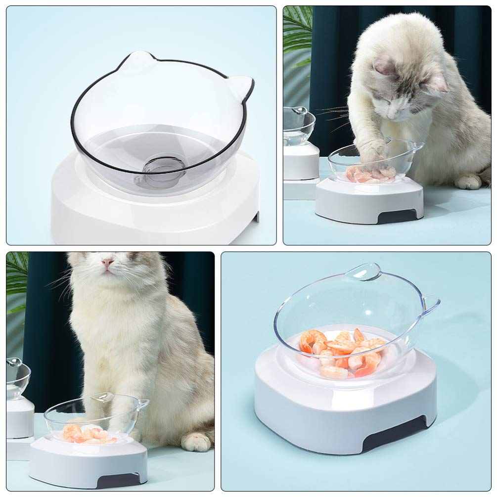 POPETPOP 1-Piece Slanted Pet Food and Water Bowl - Cat & Dog Feeder with Non-Slip Base - Perfect for Mealtime and Hydration at Home or Travel