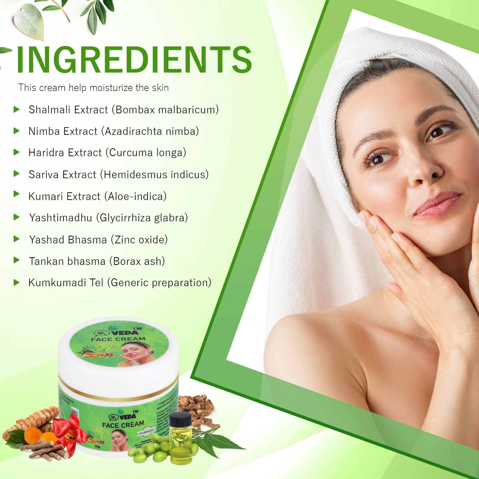AK VEDA Anti-Aging Face Cream for All Skin Types - Deep Cleansing, Firming & Brightening Moisturizer (50g) | Day & Night Skincare Routine for Glowing Complexion