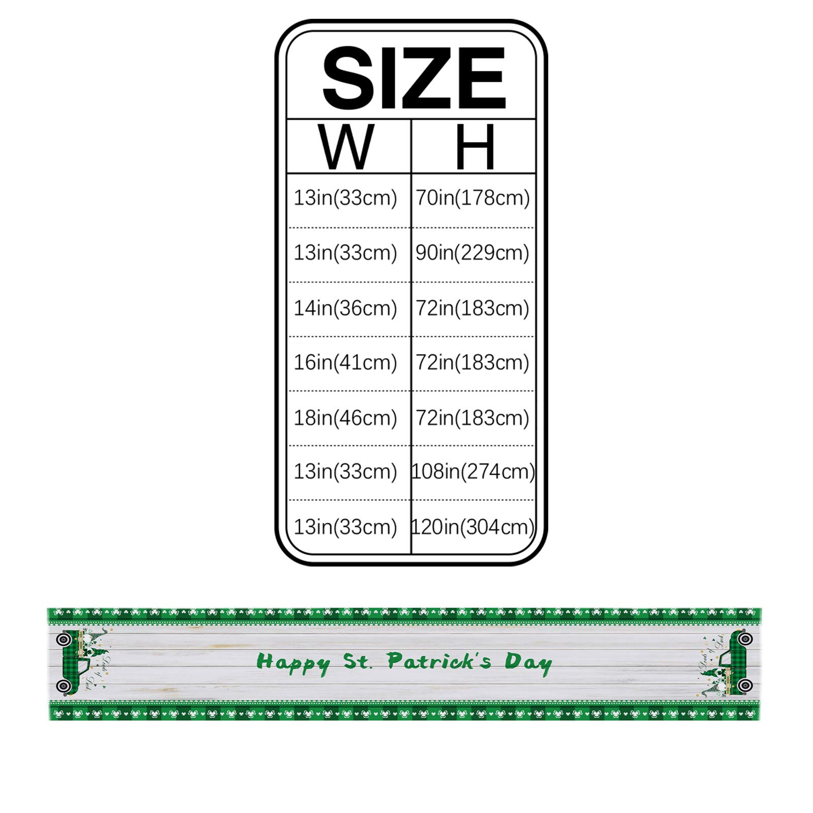 Saint Patrick's Day Table Runner 13x90 Inches - Washable Gnome & Little Truck Design with Clover & Wooden Plank Pattern - Perfect for Round, Kitchen, Coffee, Dining & End Tables - Great for St. Patrick's Day Decorations, Irish-Themed Parties & Home Dining