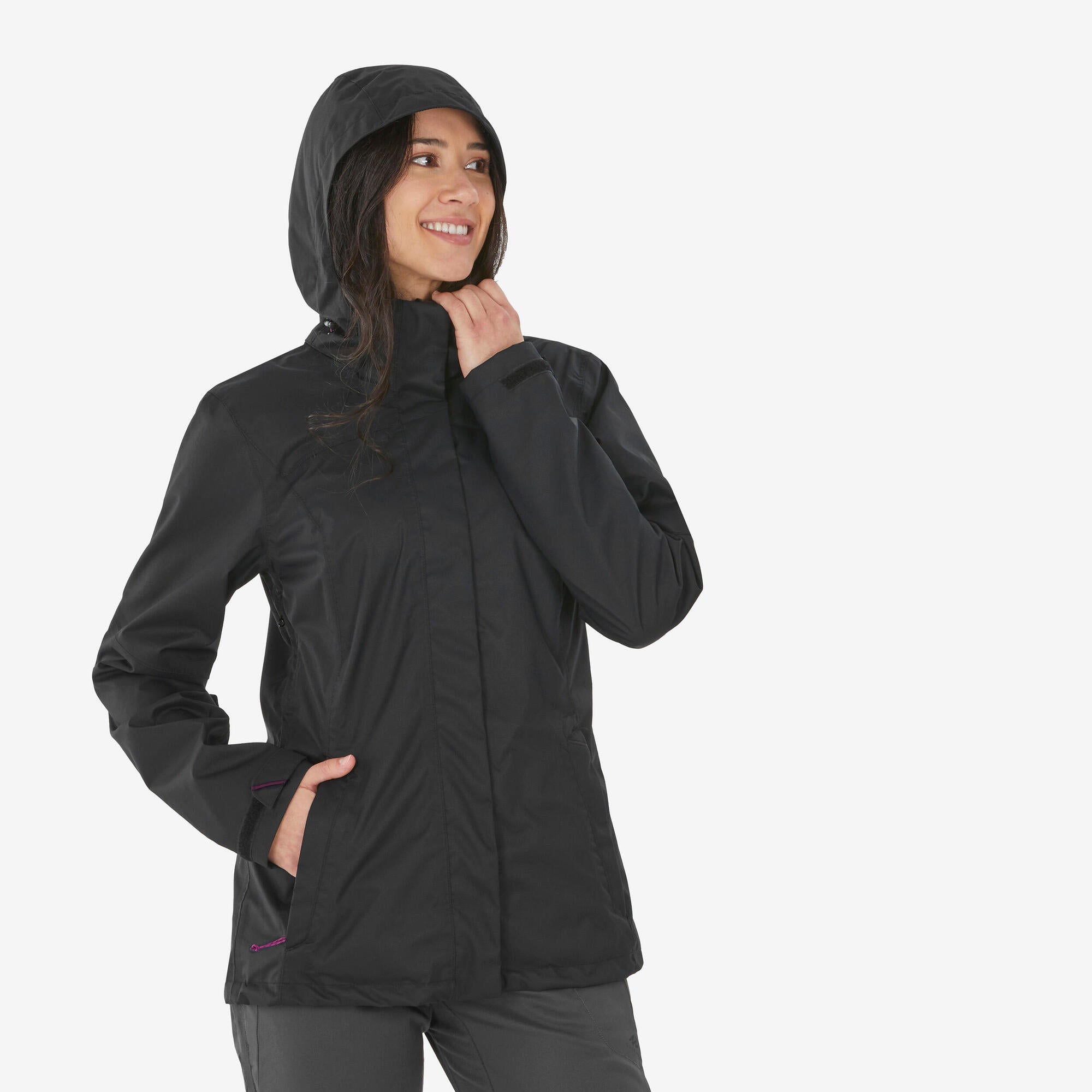 Quechua Women's Waterproof Hiking Jacket MH100 - Lightweight Windproof Outdoor Coat for Mountain Trekking & Camping Adventures
