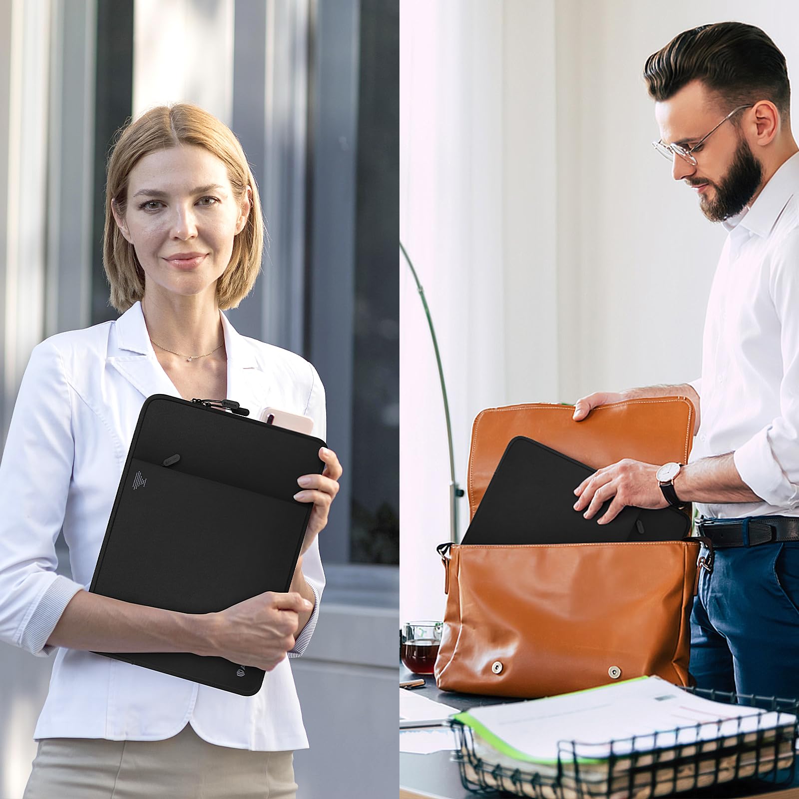 Shockproof 15-16 Inch Laptop Sleeve with Front Pocket - 360° Protective Laptop Case for MacBook Air/Pro, Lenovo, HP, Dell, Asus & Acer - Perfect for Work, Travel & School (Black)