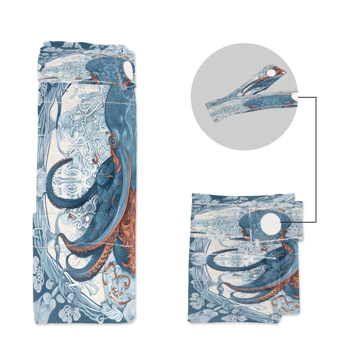 Waterproof Octopus Pattern Wet Dry Bag 2-Pack - Reusable Travel Laundry Bag for Swimsuits, Cloth Diapers & Gym Clothes - Beach, Pool, Yoga Essential Storage Organizer