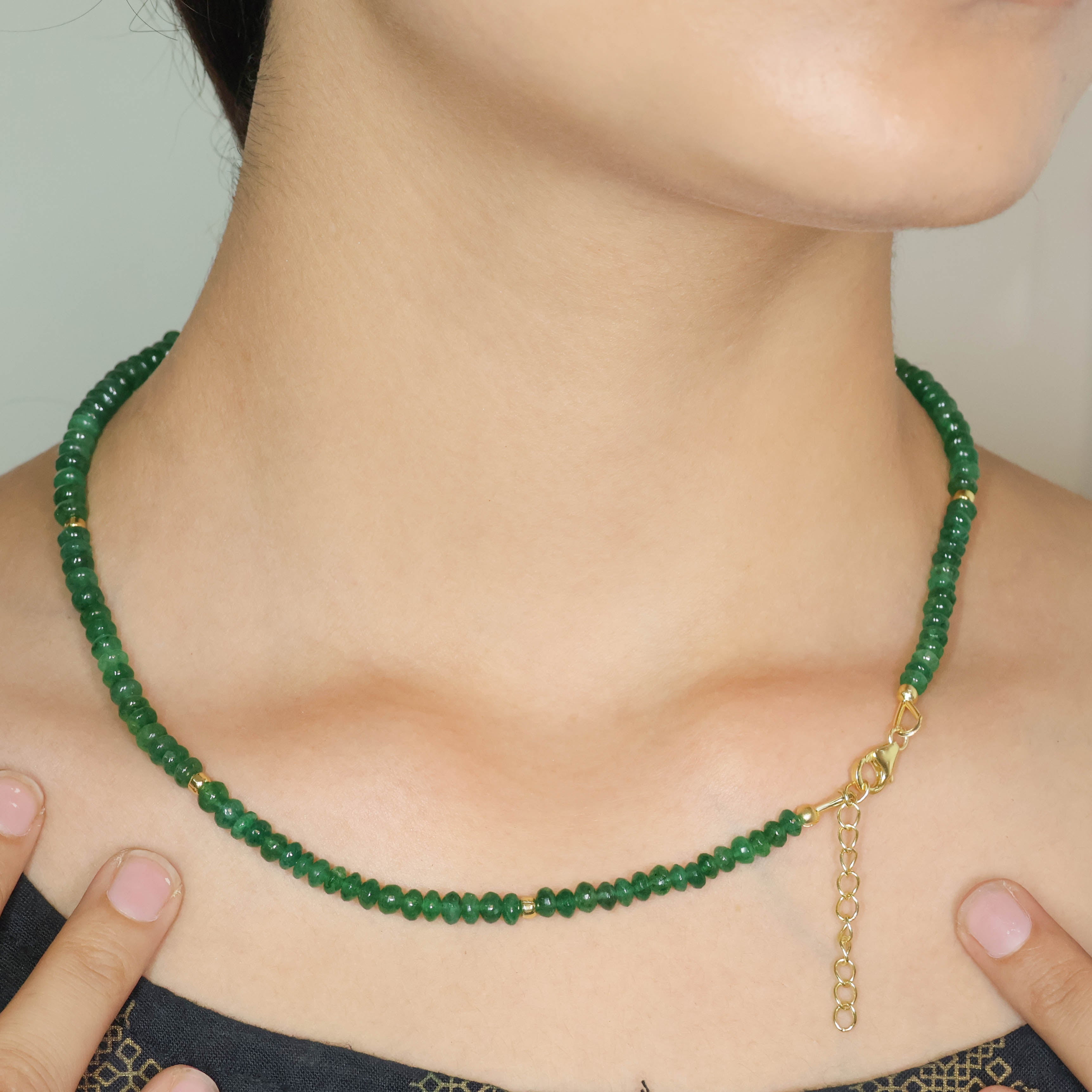 Natural Emerald Smooth Beaded Handmade Necklace for Women - Elegant Jewelry Gift for Her, Perfect for Weddings, Parties & Special Occasions